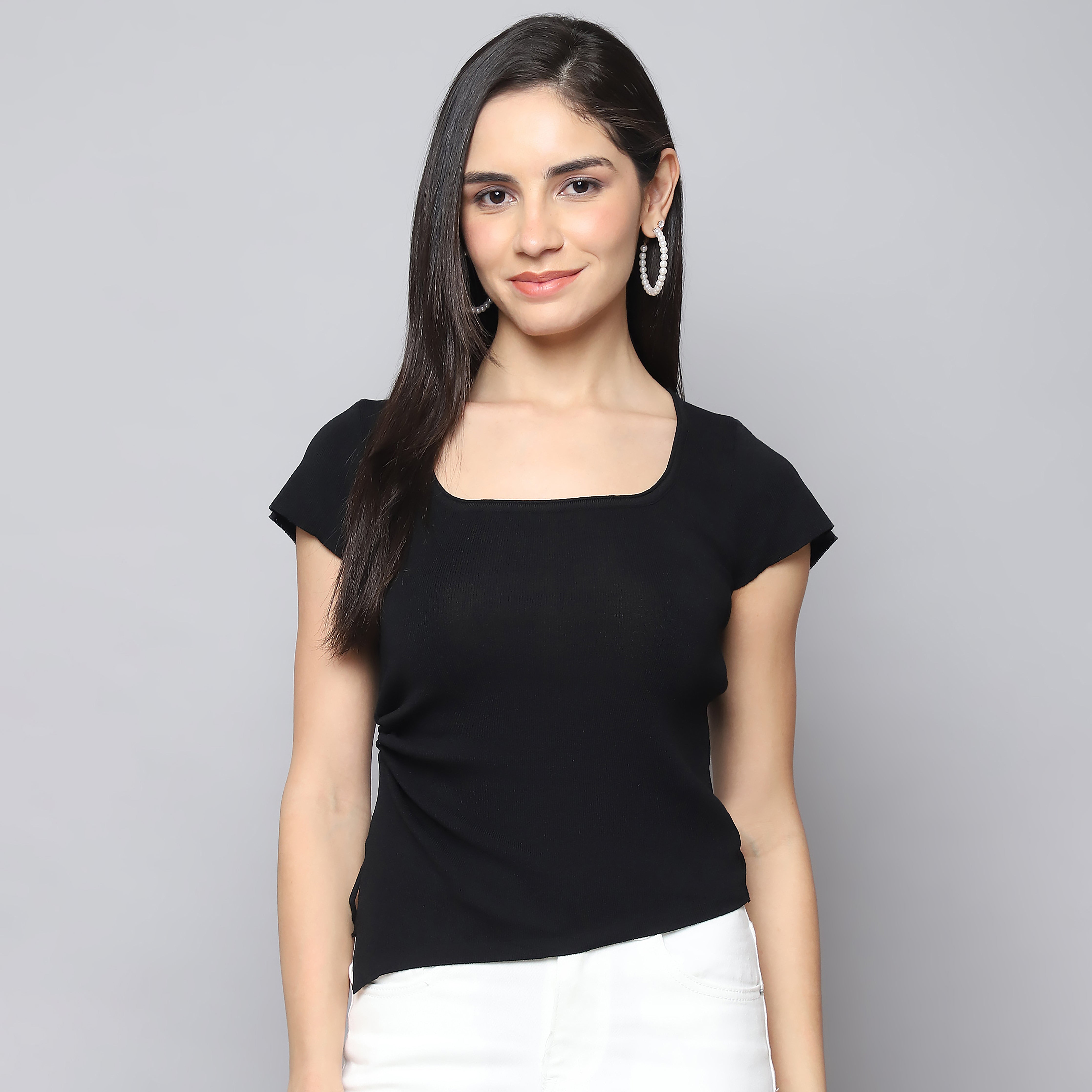 Trendy Black Short Sleeve Top for Women