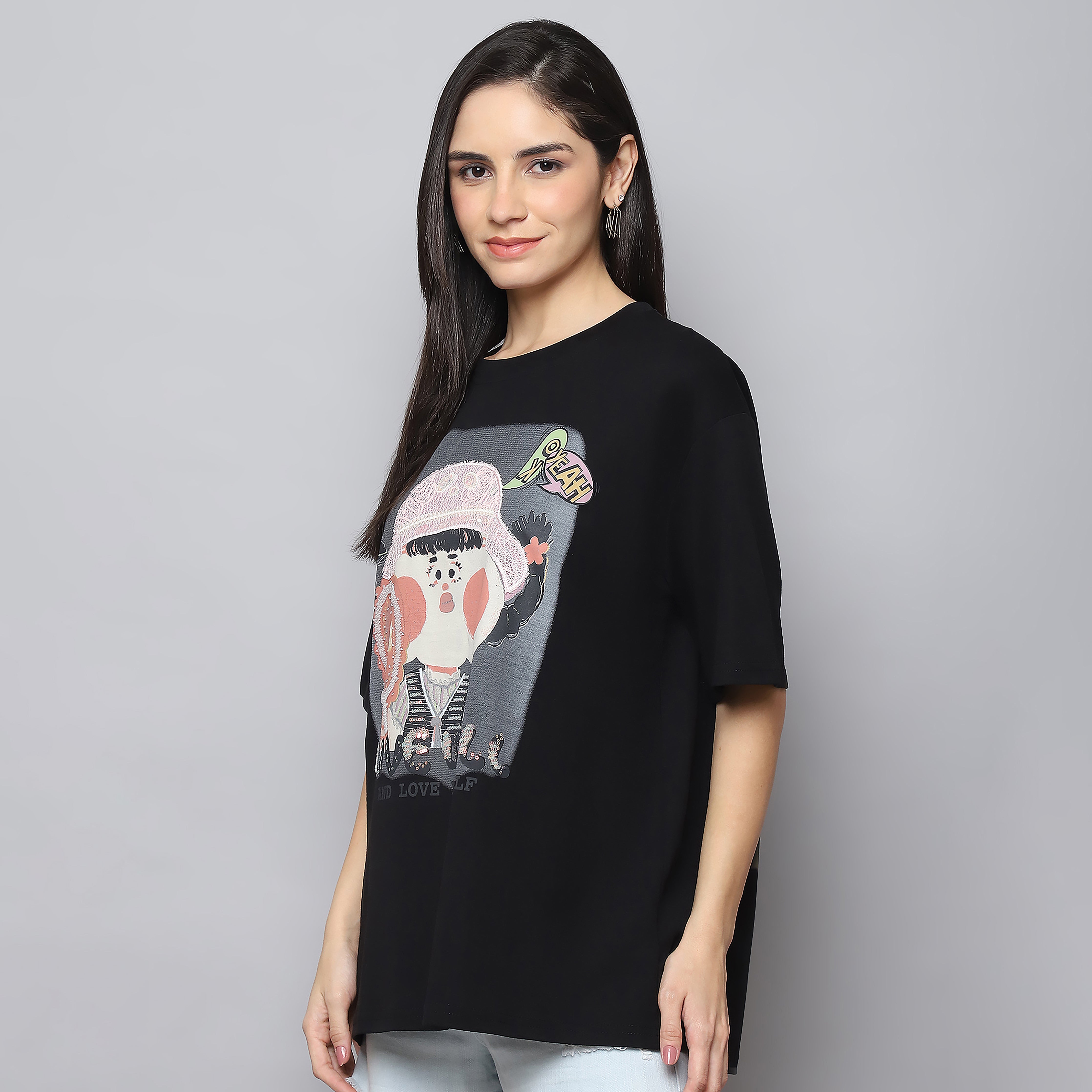 Women's Black Oversized T-Shirt
