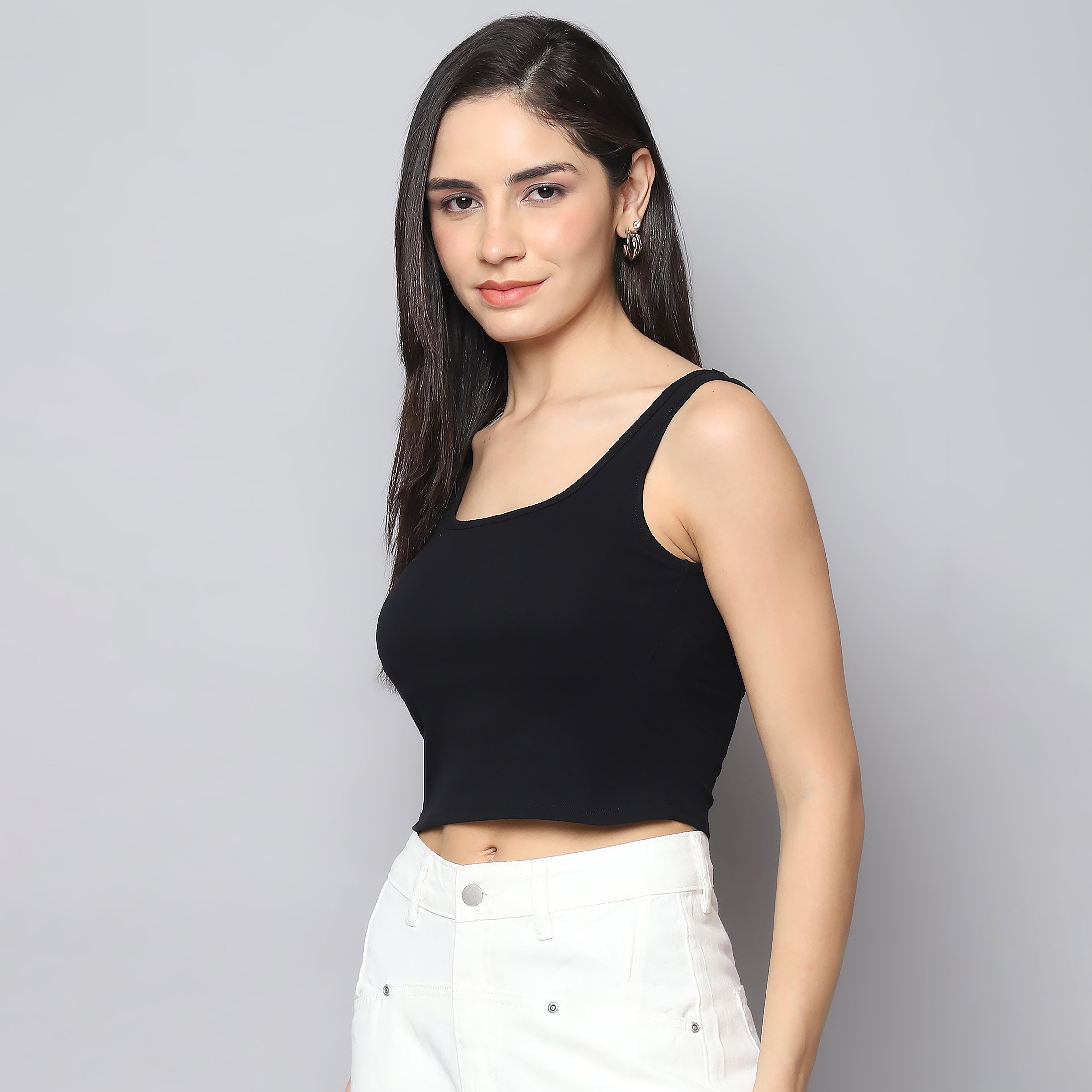 Midnight Chic Padded Crop Tank