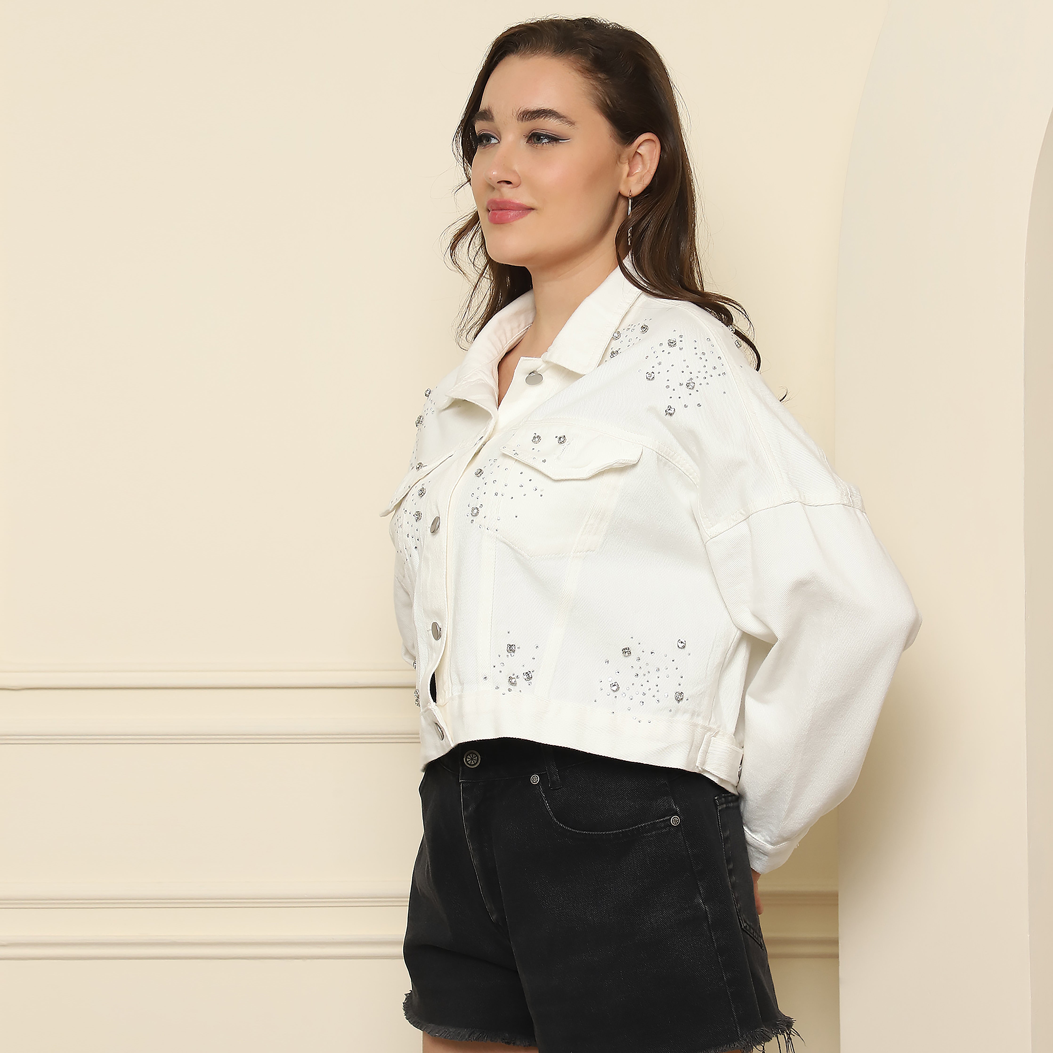 White Embellished Denim Jacket