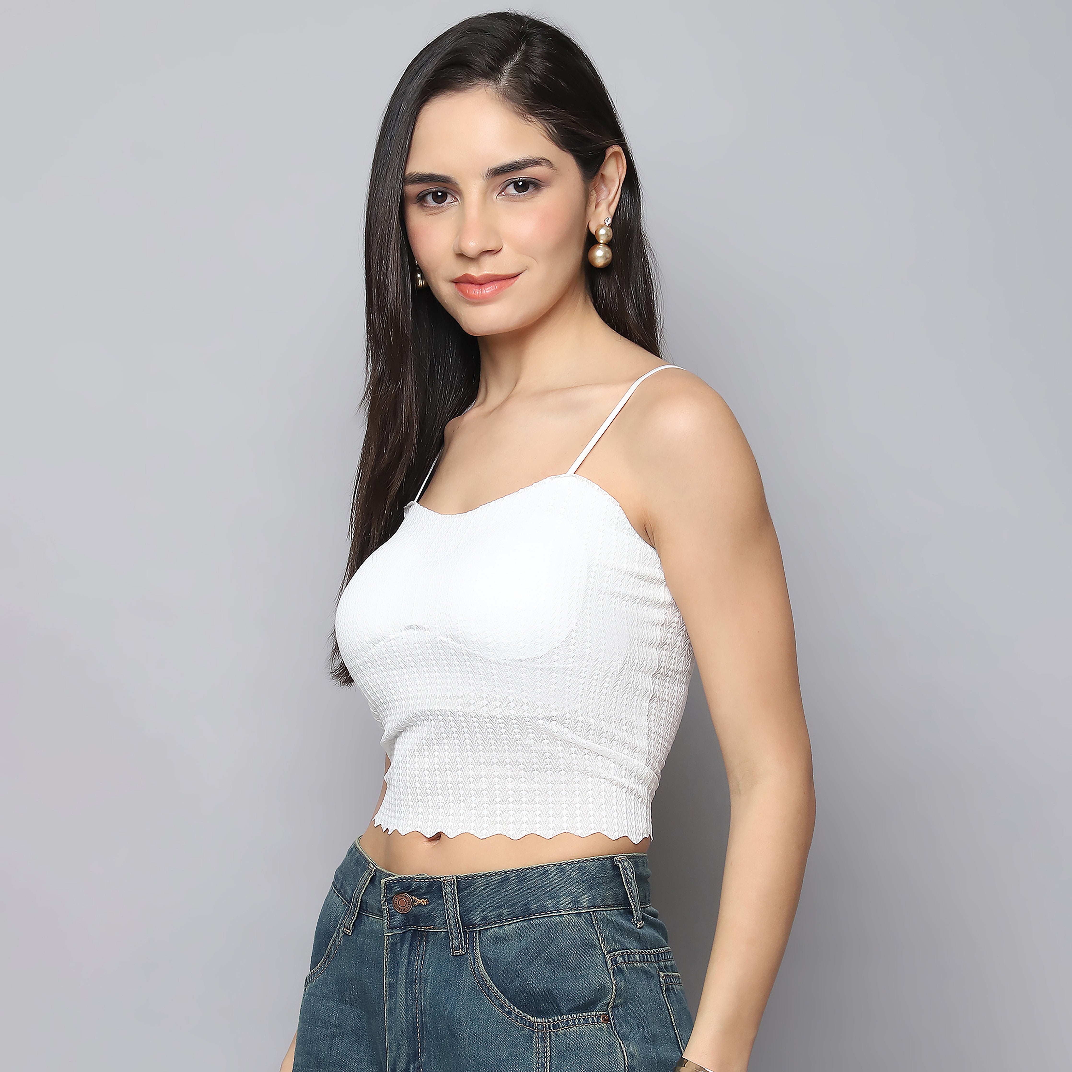 Summer Padded Crop Tank Top – White