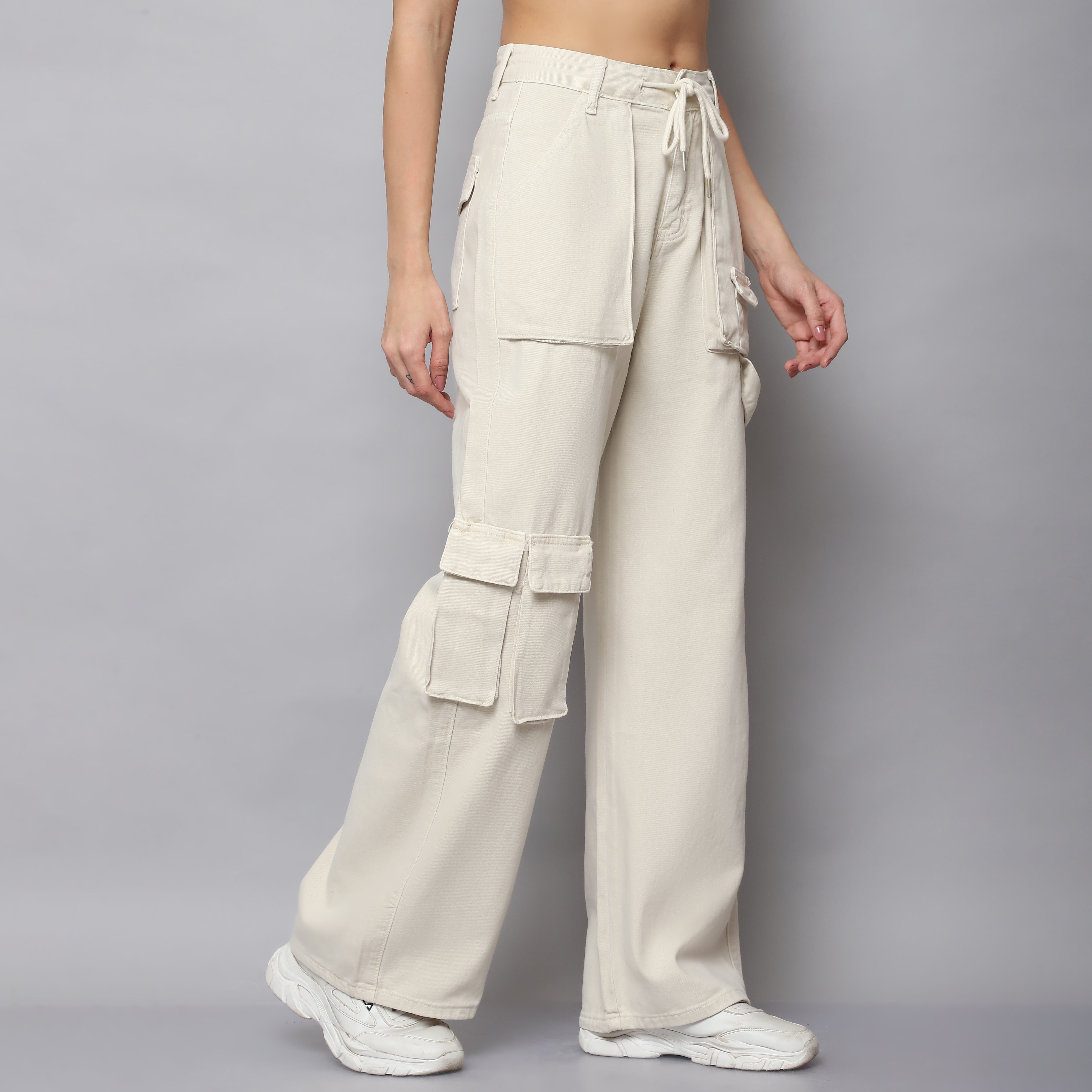 Straight Fit Cargo Pants - Off White