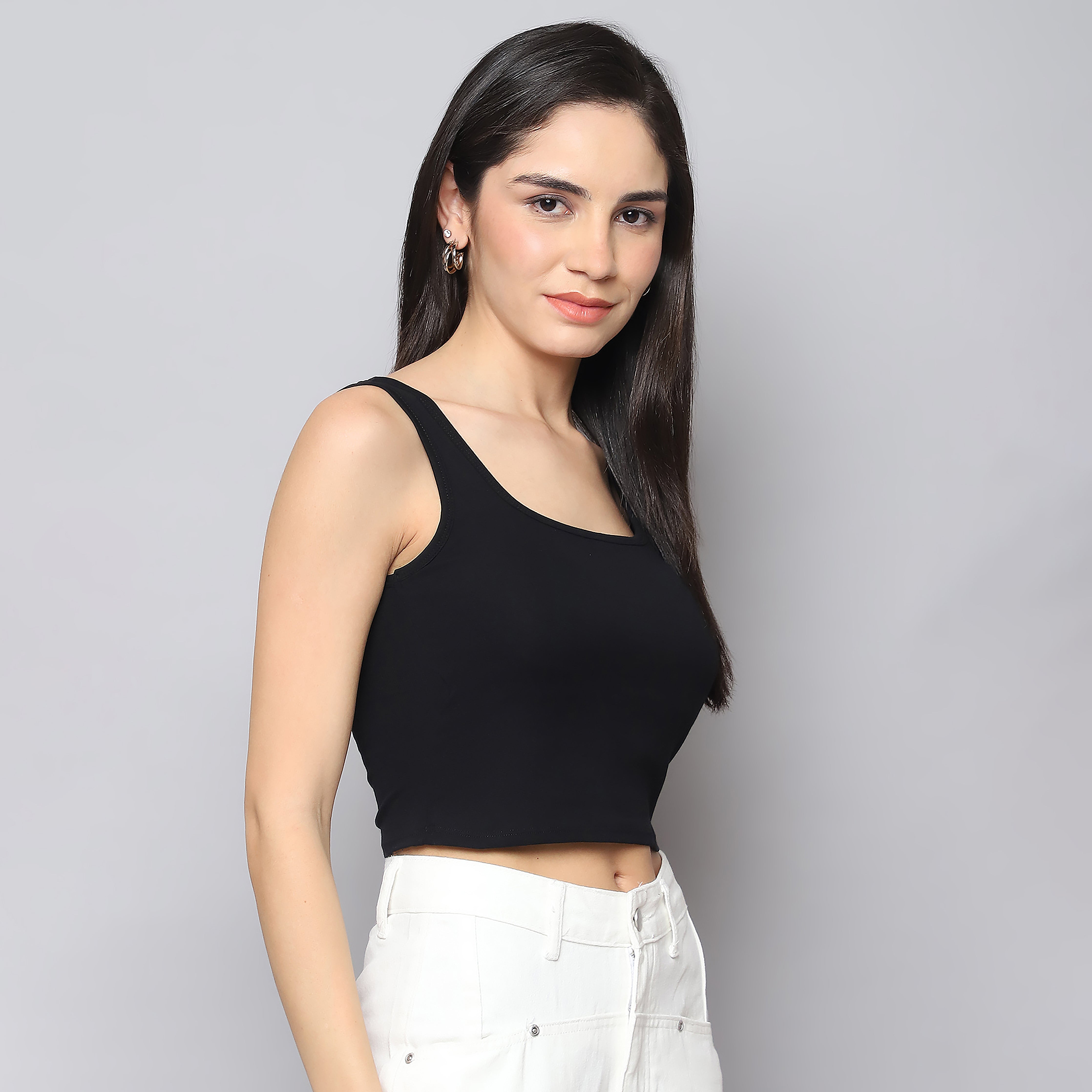 Midnight Chic Padded Crop Tank