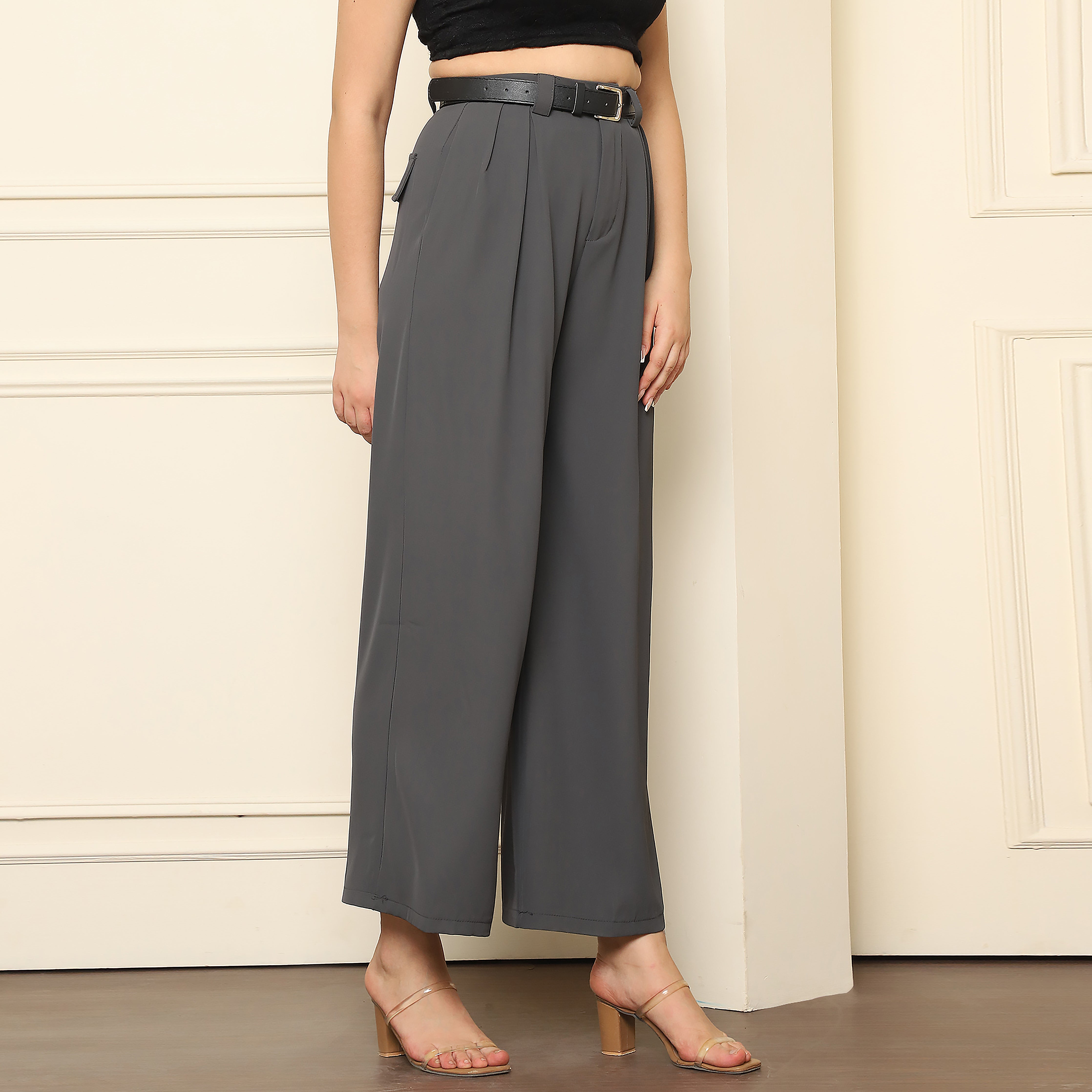 Stylish Grey Korean Trousers for Men & Women | Lightweight Polyester Pants