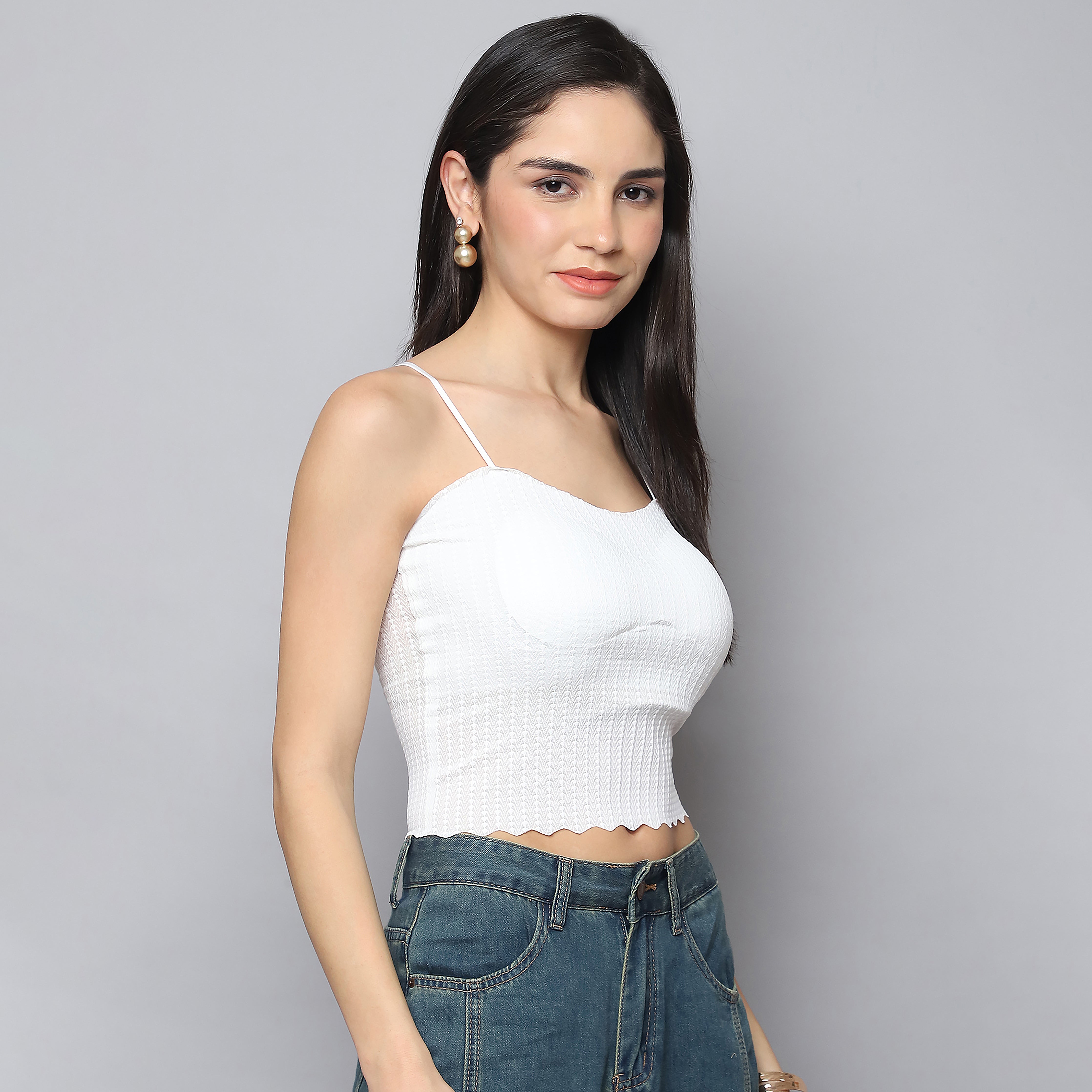 Summer Padded Crop Tank Top – White