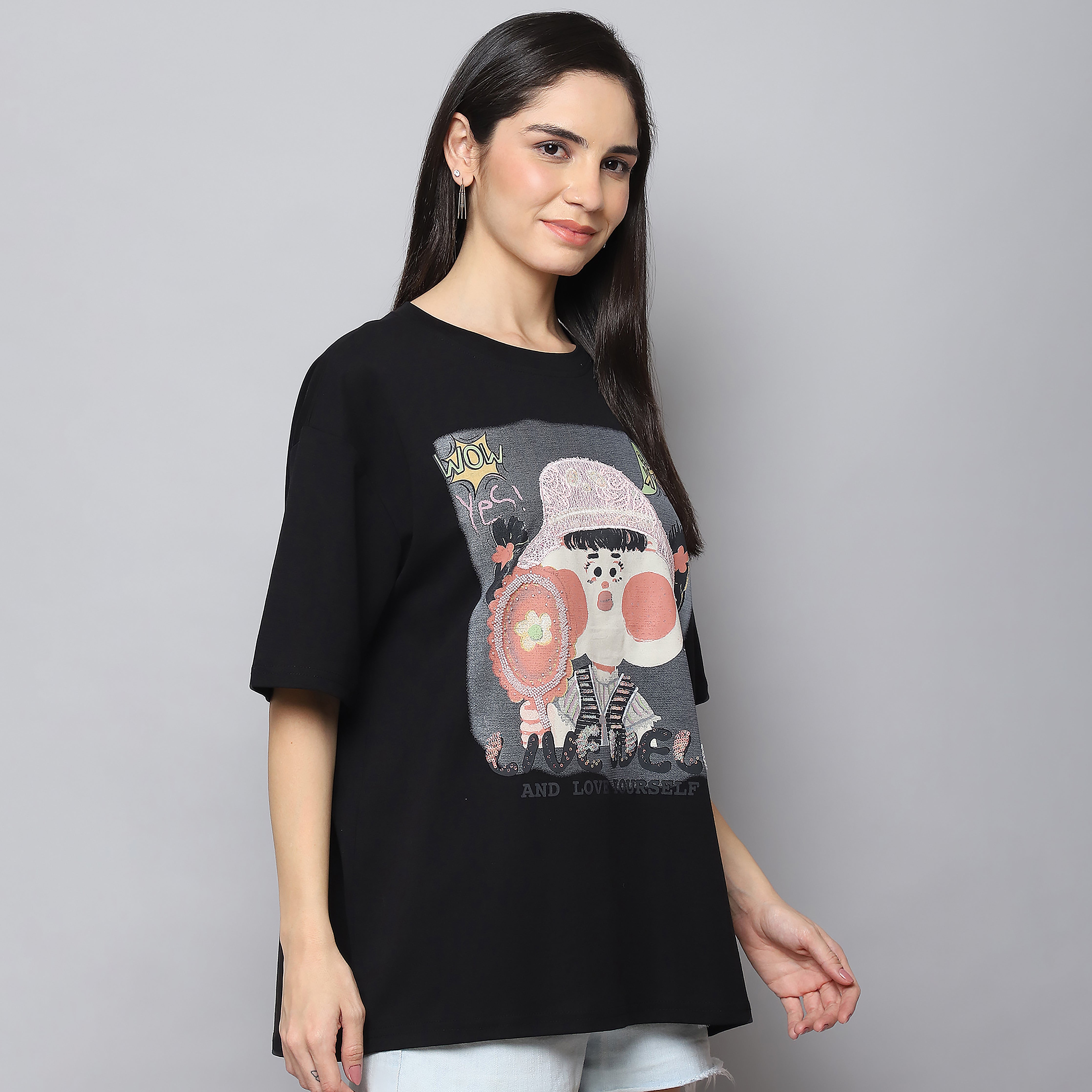 Women's Black Oversized T-Shirt