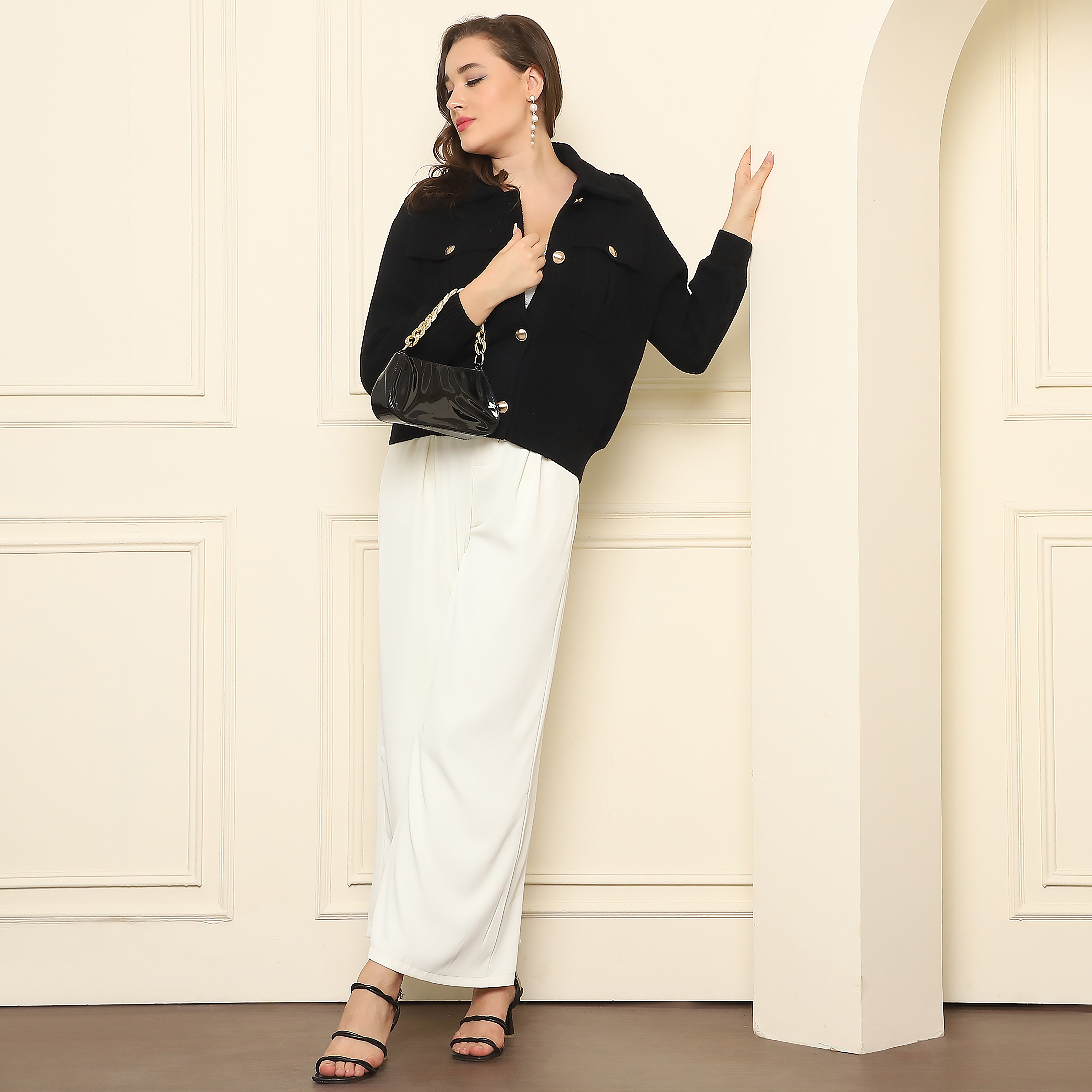 Collared Woolen Coat – Black