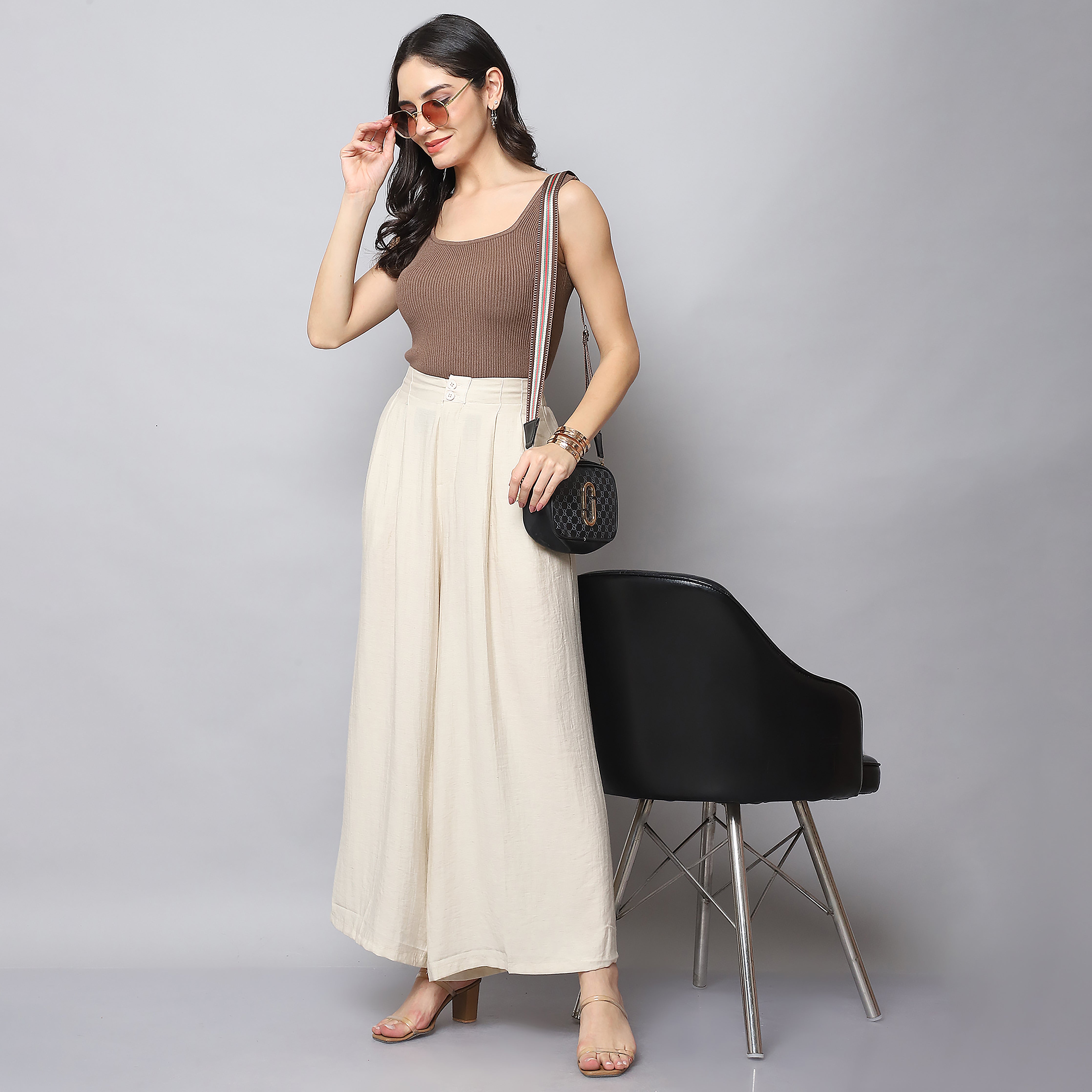 Flared Pleated Trouser
