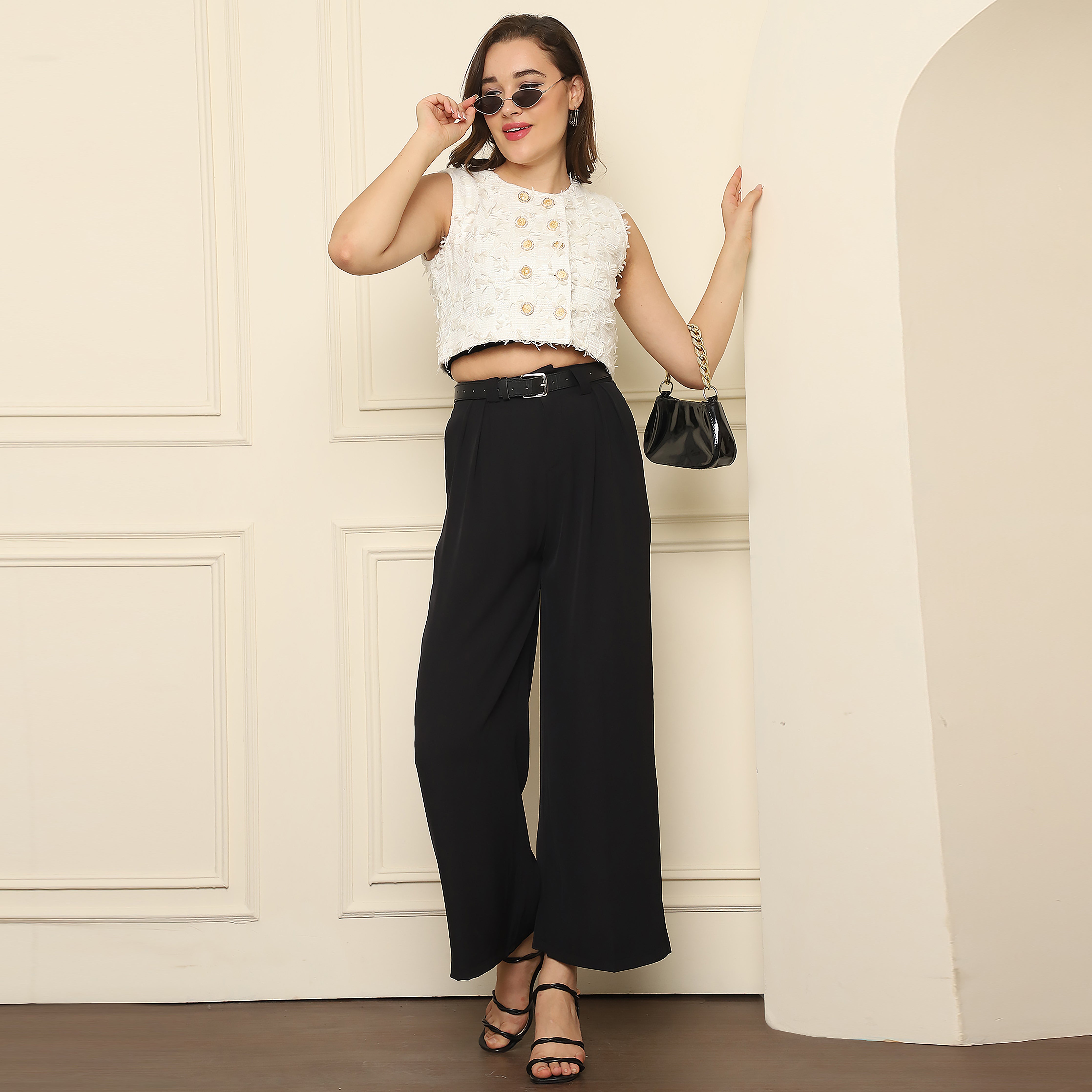 Off-White Jacquard Vest Top – Elegant Layering Essential