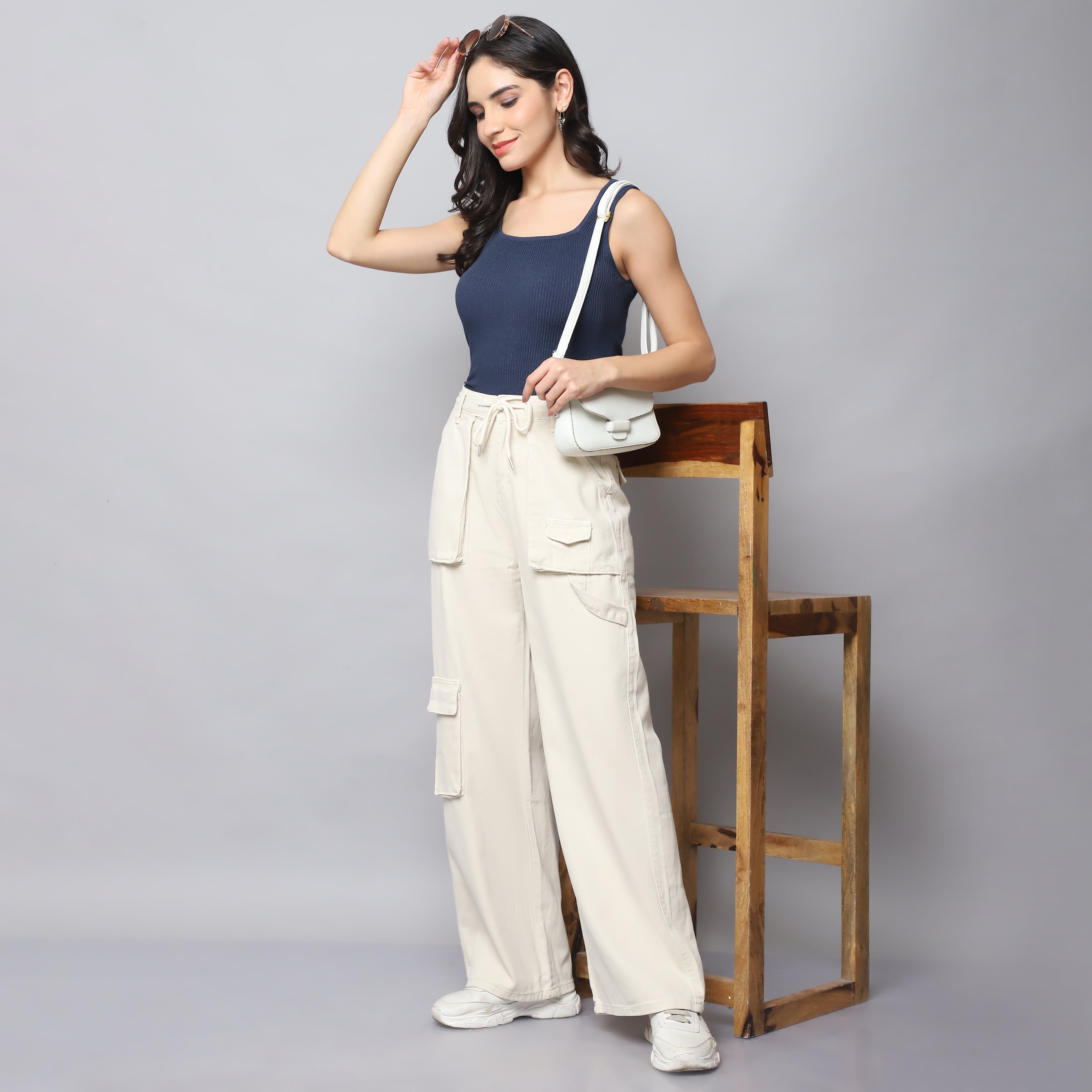 Straight Fit Cargo Pants - Off White