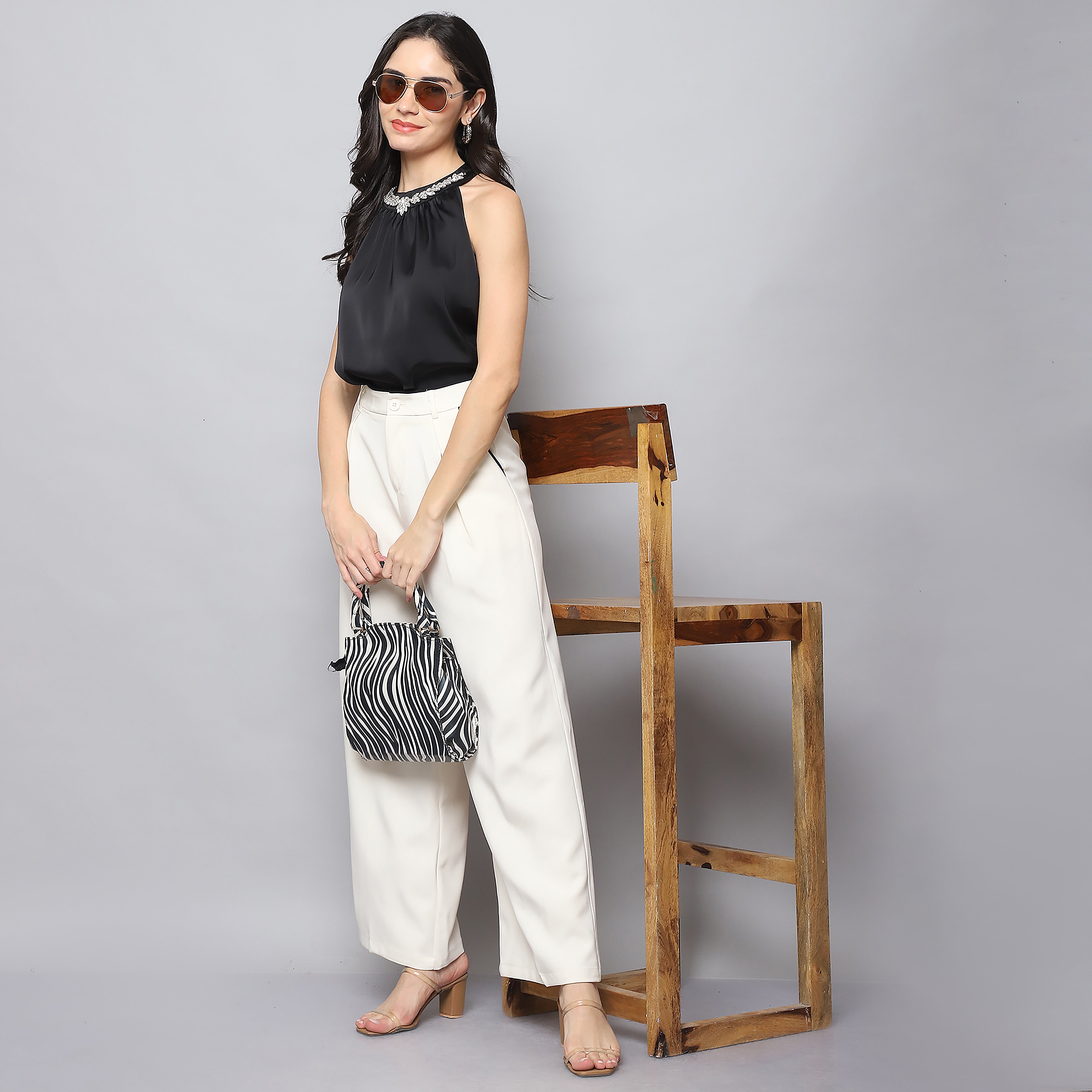 Satin Embellished Halterneck Top