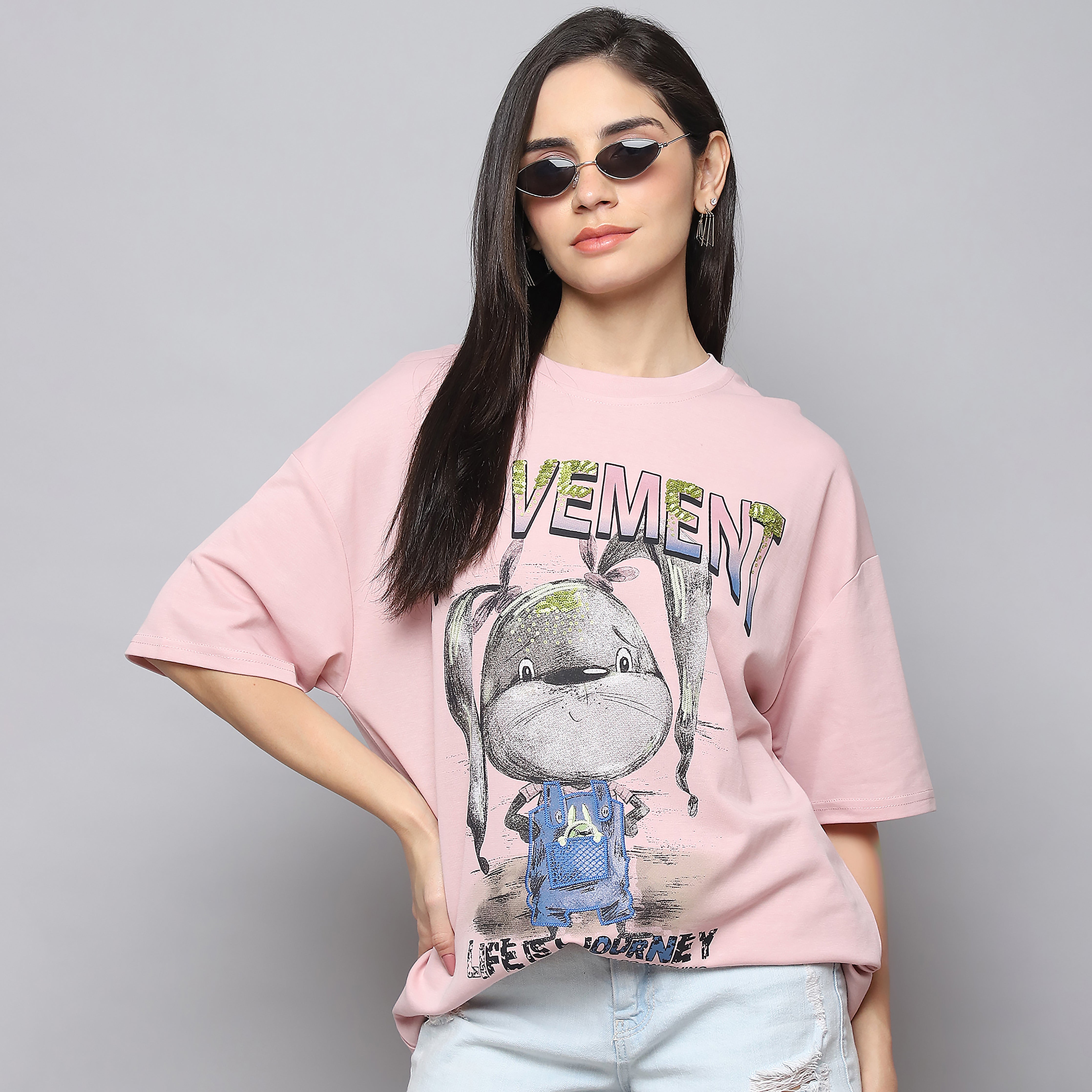 Women's Blush Pink Oversized T-Shirt