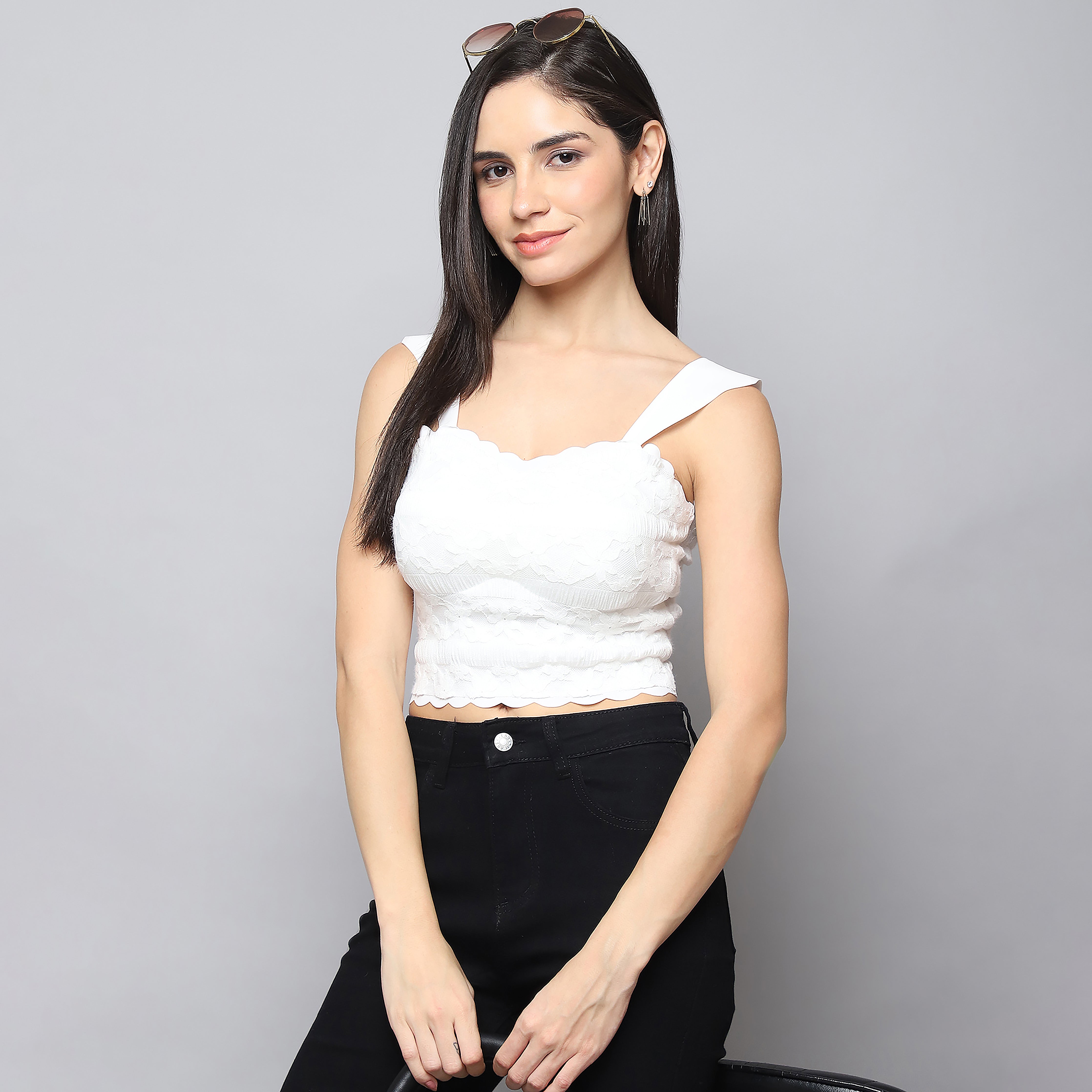 Women's White Summer Padded Tank Top