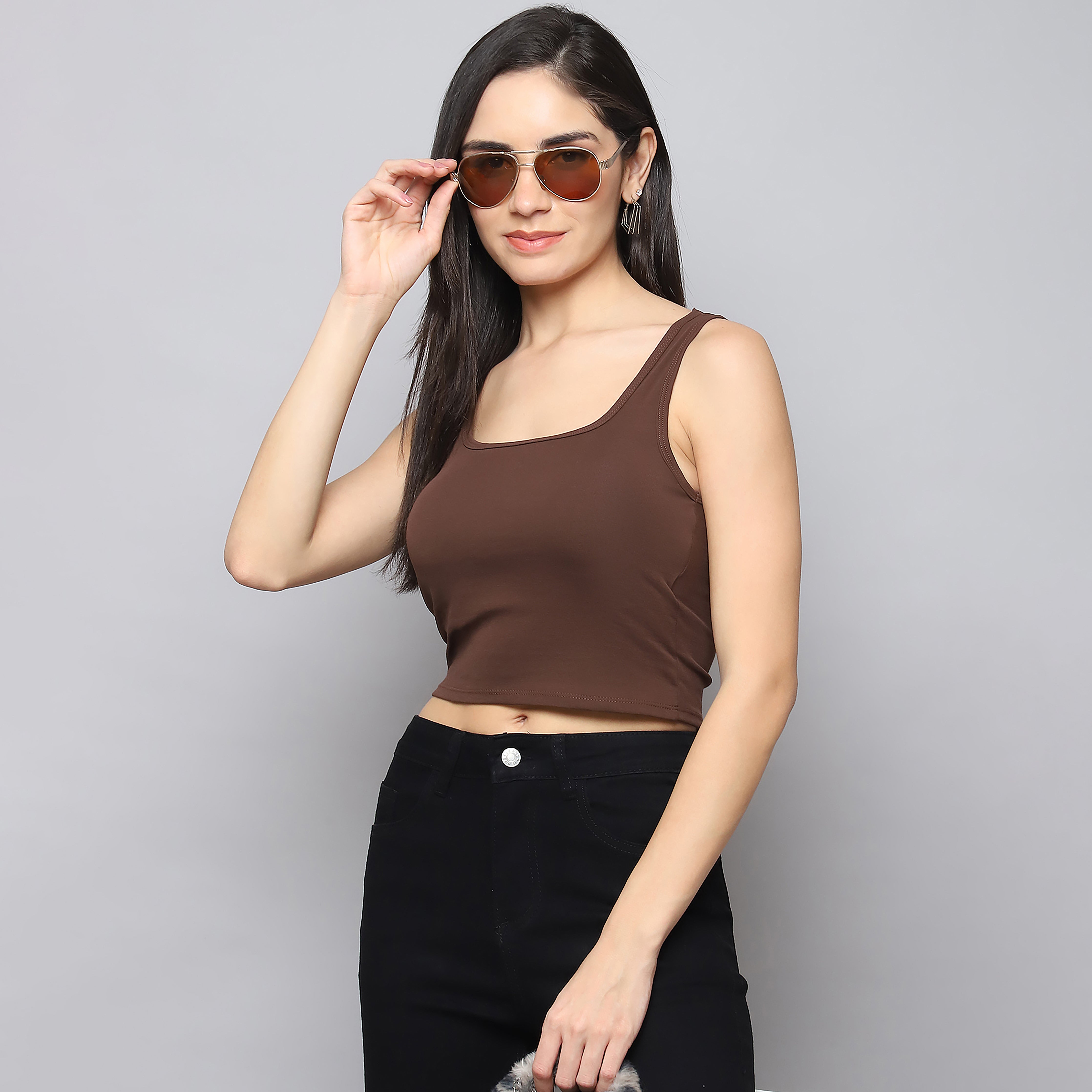Women's Coffee Color Summer Padded Tank Top
