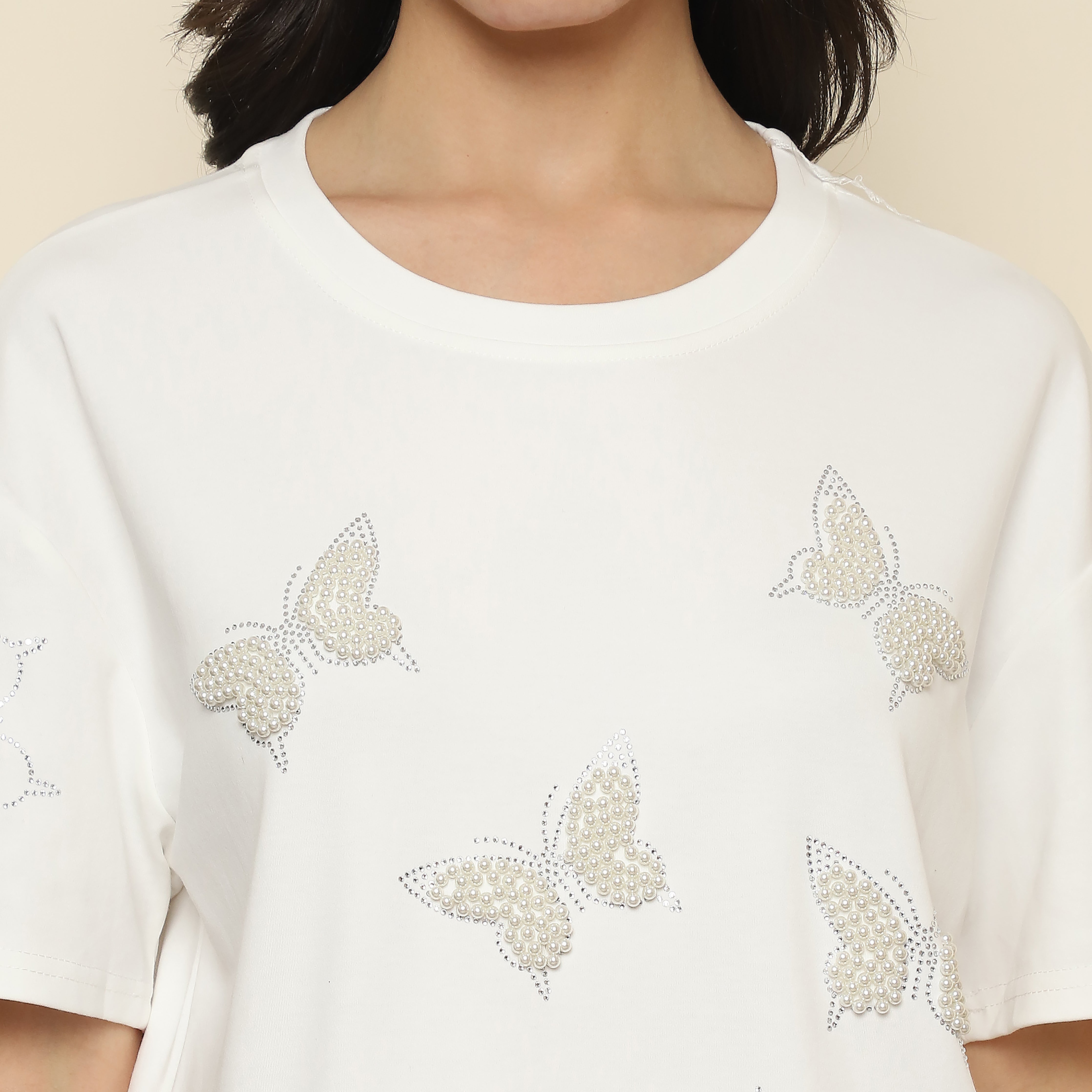 Knitted Embellished Shorts Co-ord Set - White