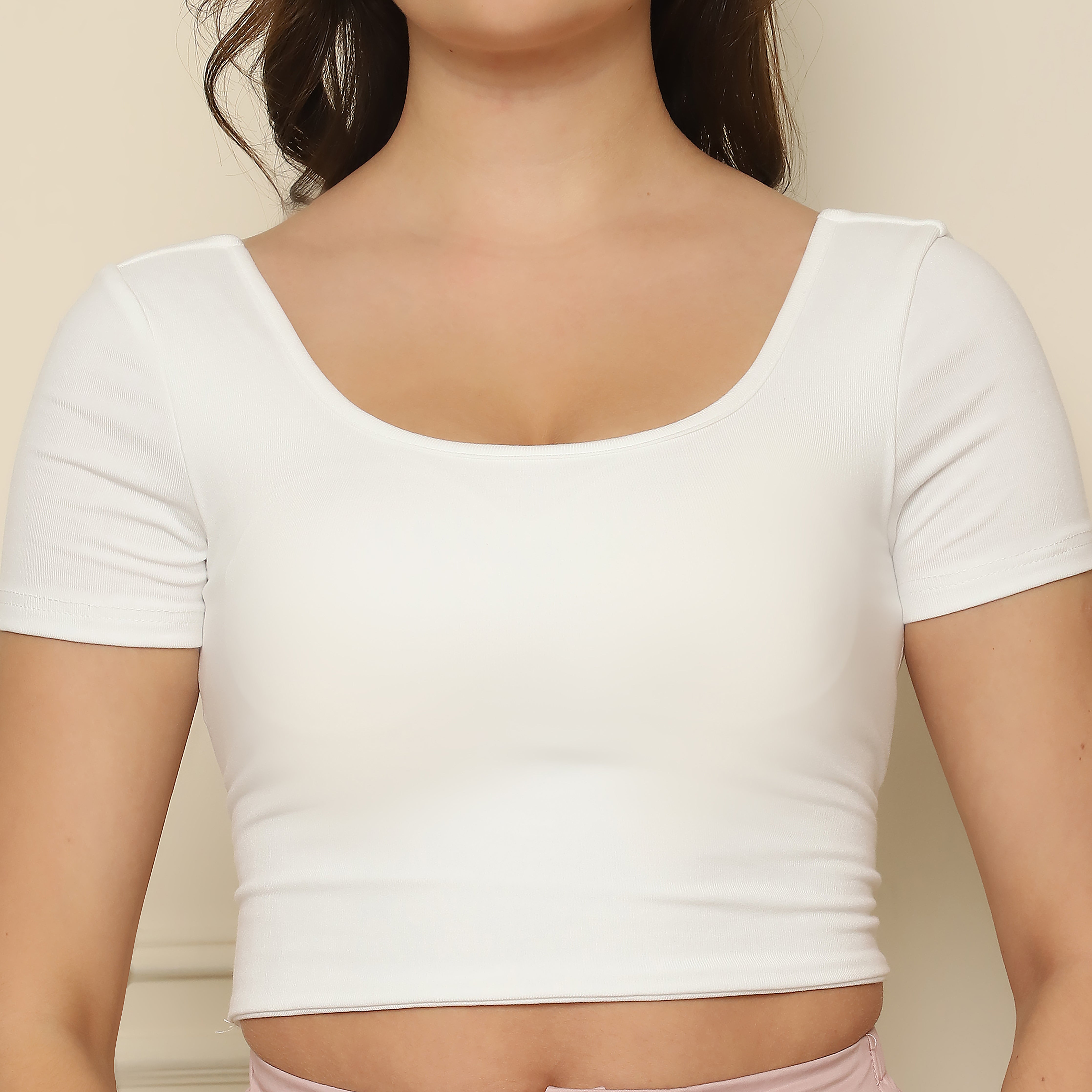 White Knitted Summer Padded Top | 100% Cotton Women's Crop Top