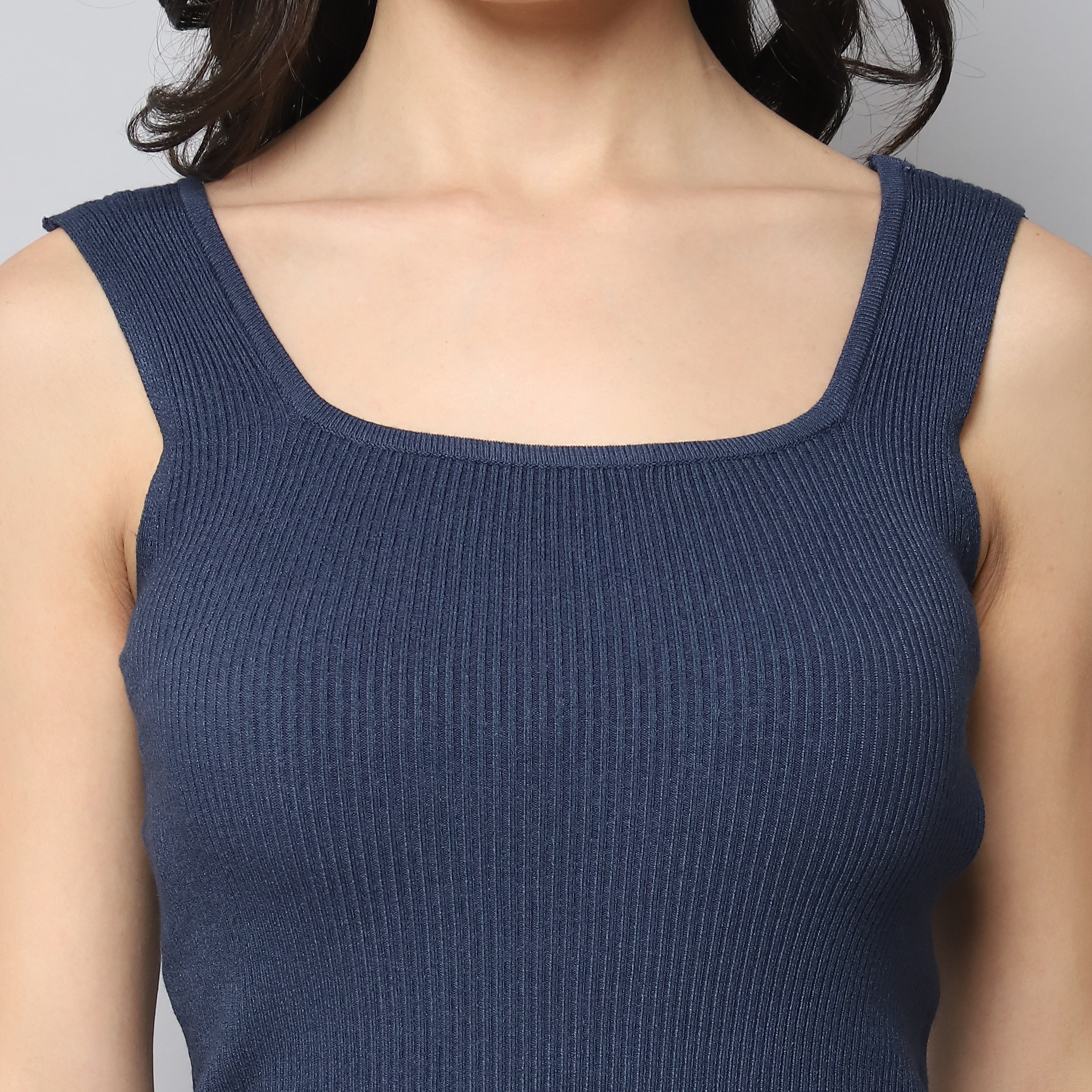 Knitted Tank Top - Ink Blue