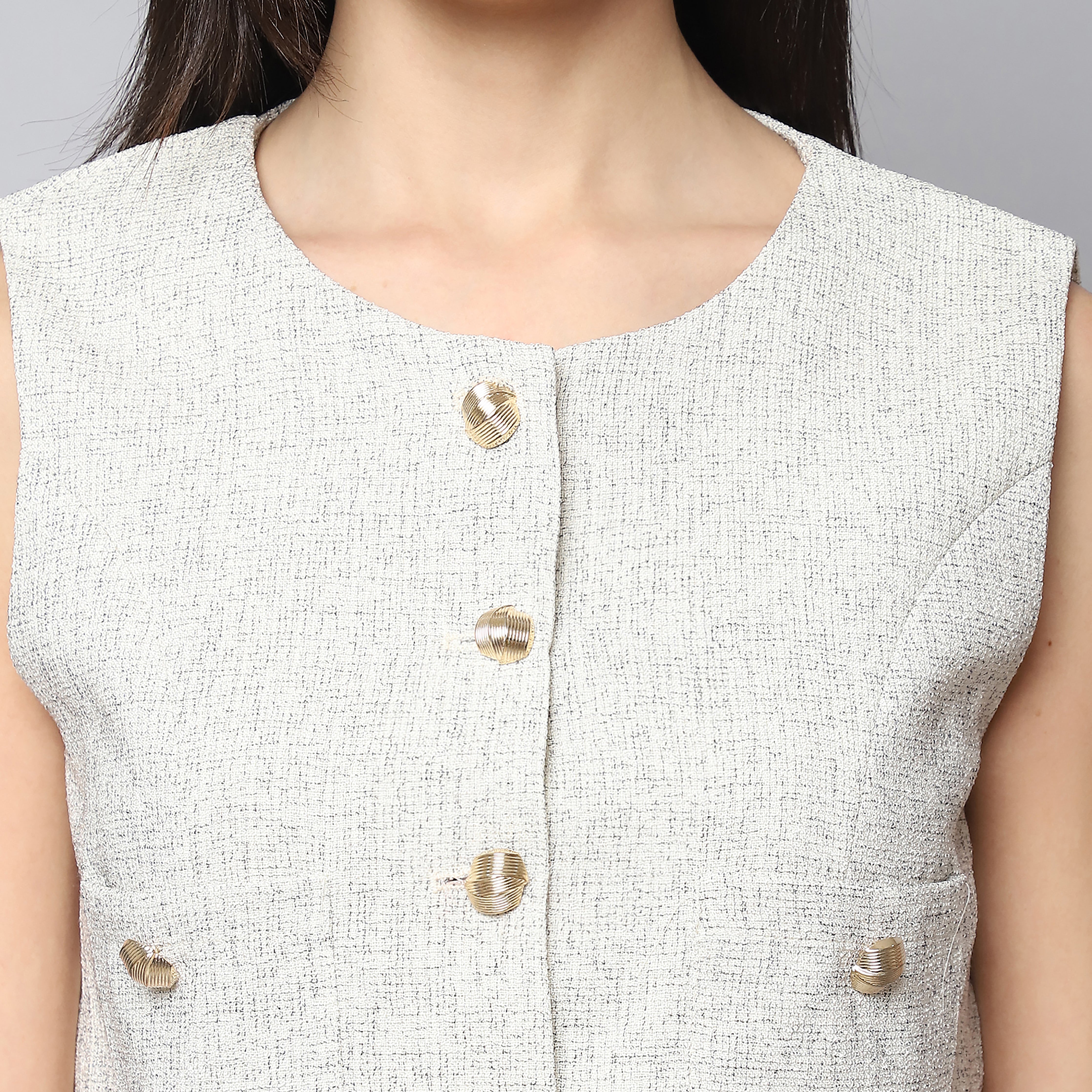 Women's White Jacquard Vest Top
