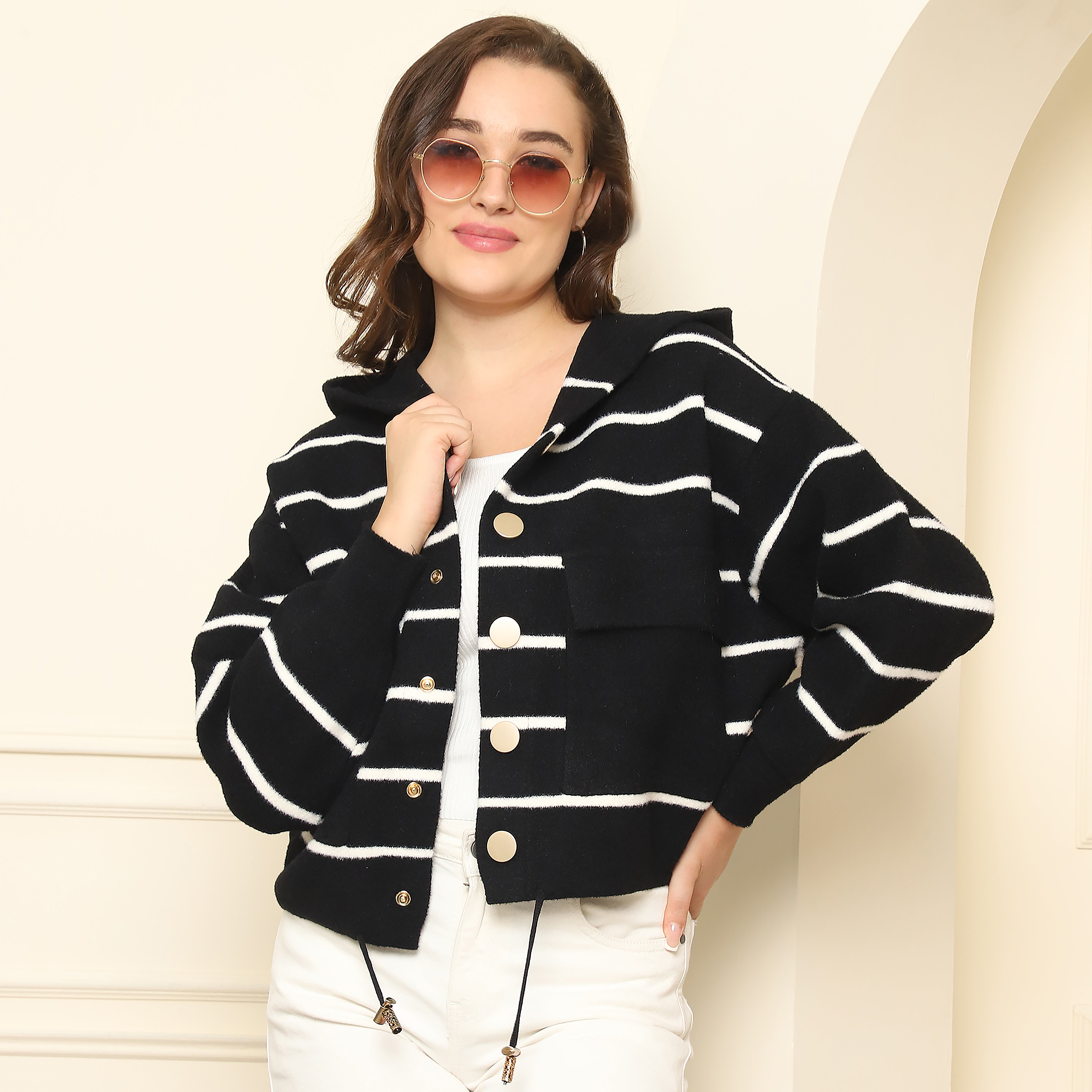 Black jacket with white lining for women