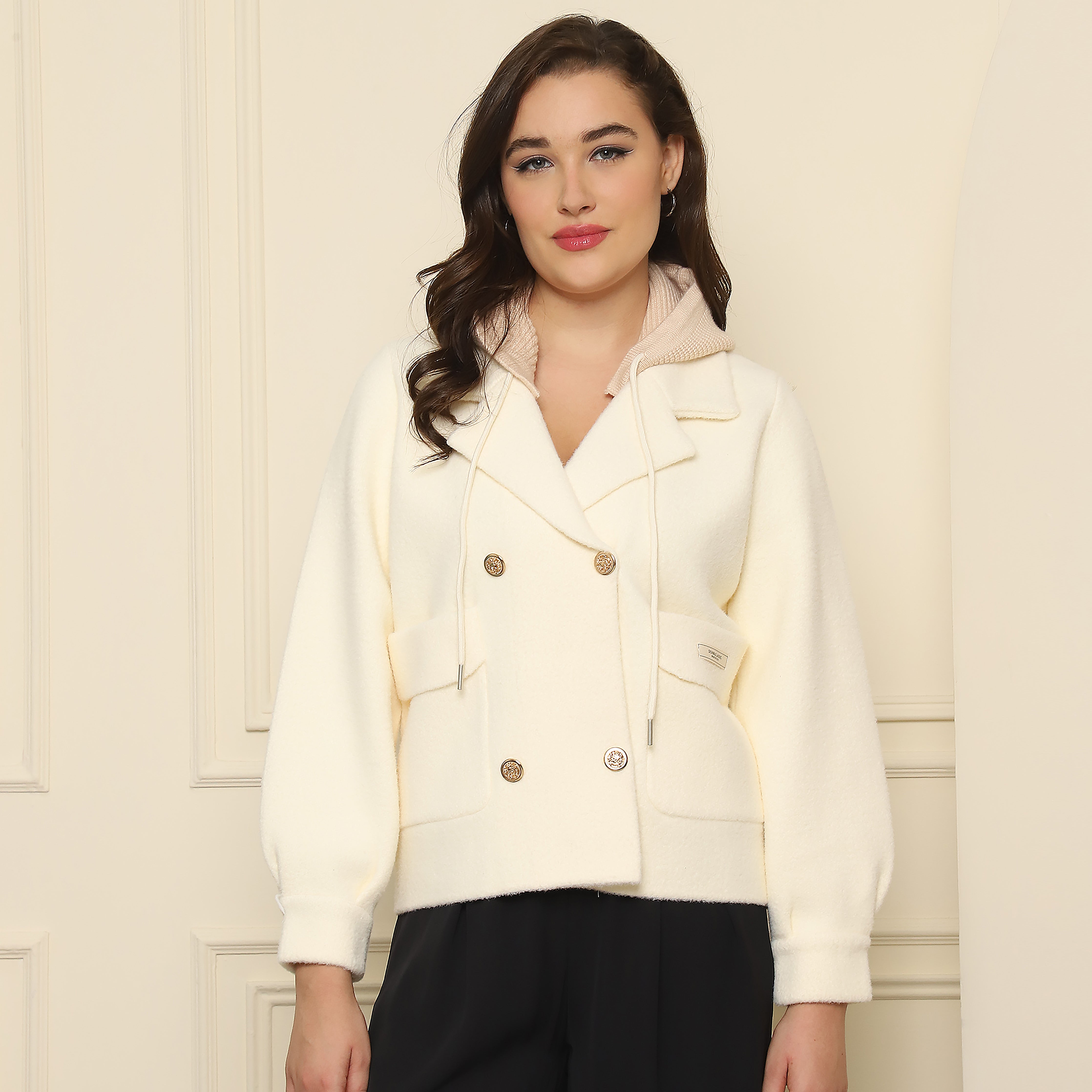 Lapel Collar Hooded Coat