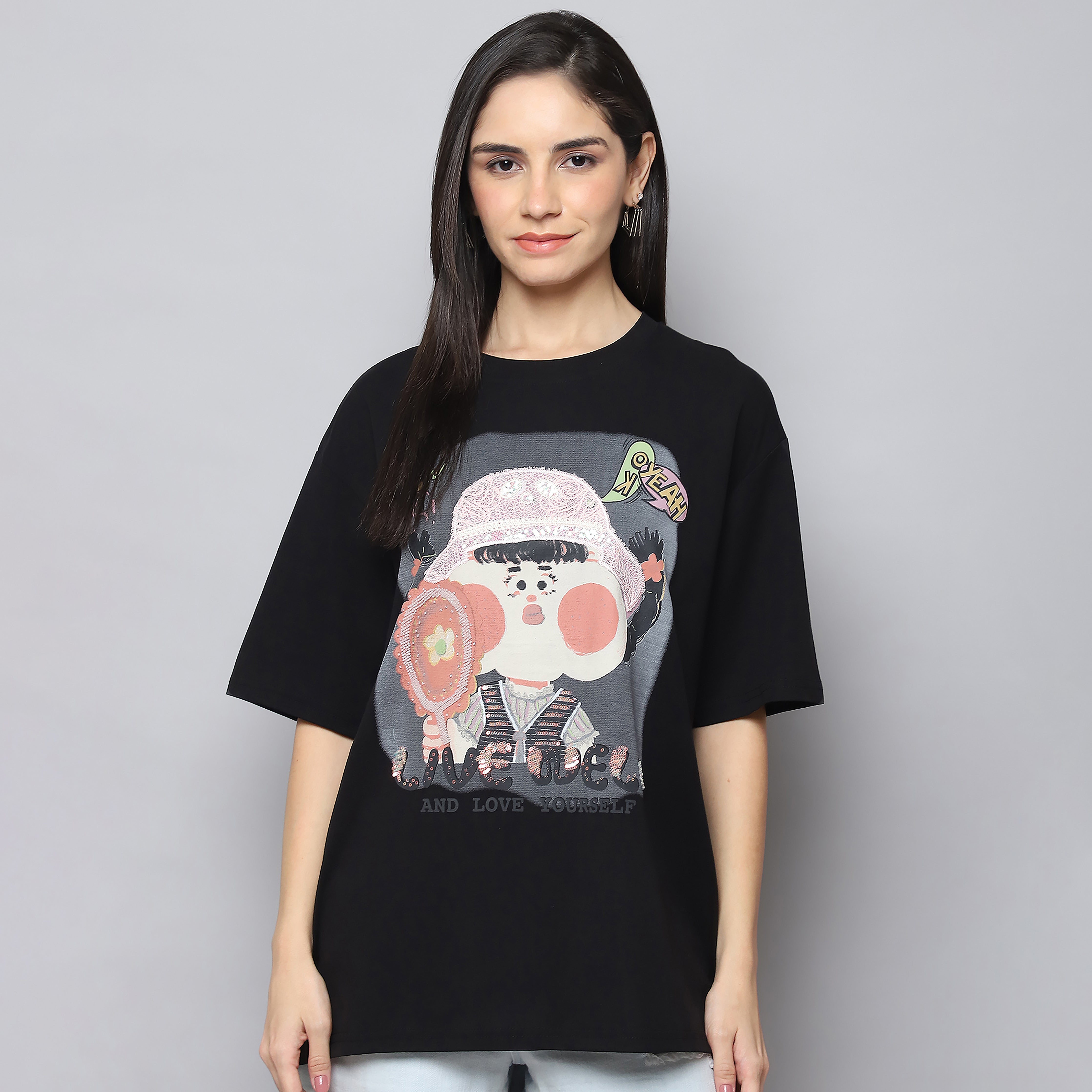 Women's Black Oversized T-Shirt