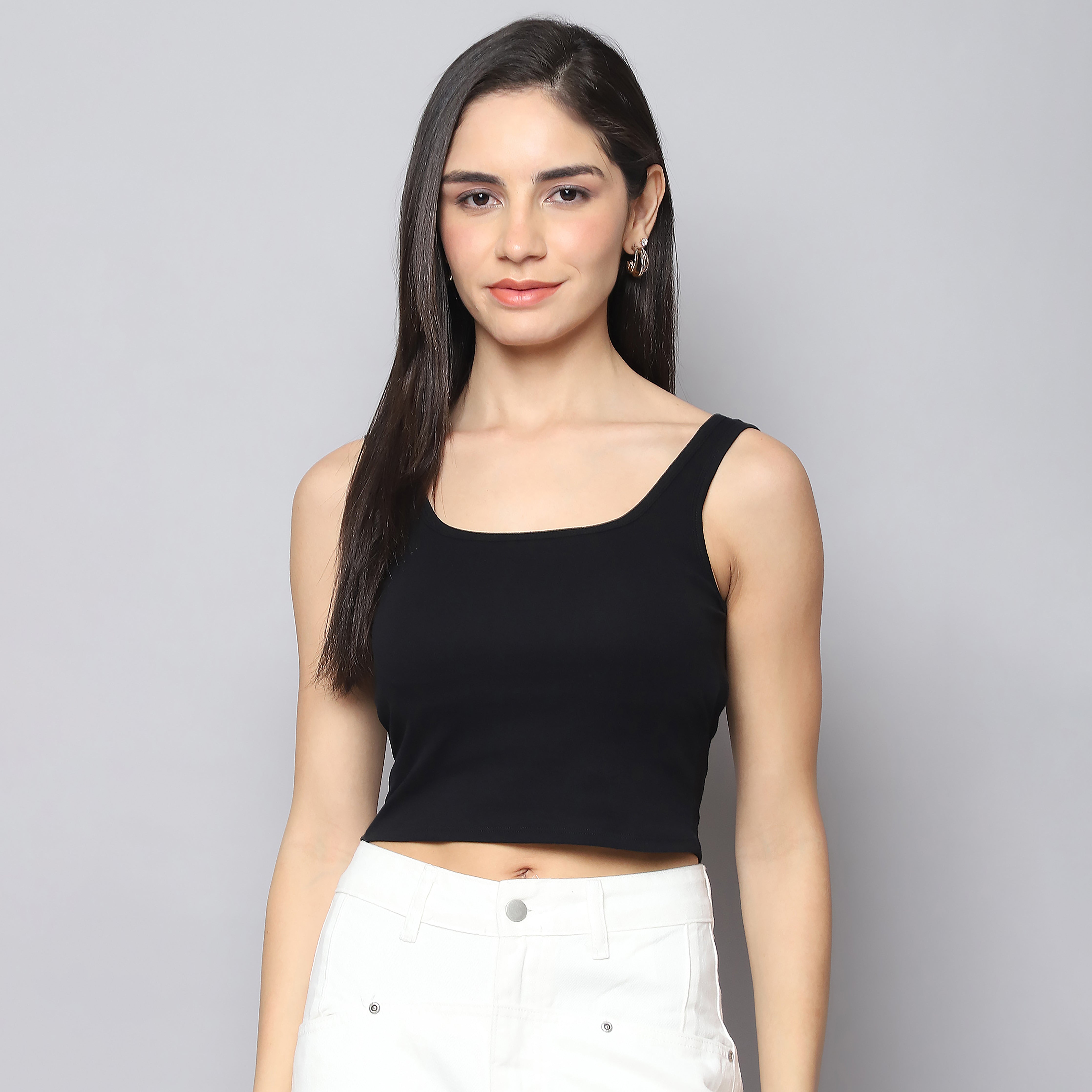 Midnight Chic Padded Crop Tank