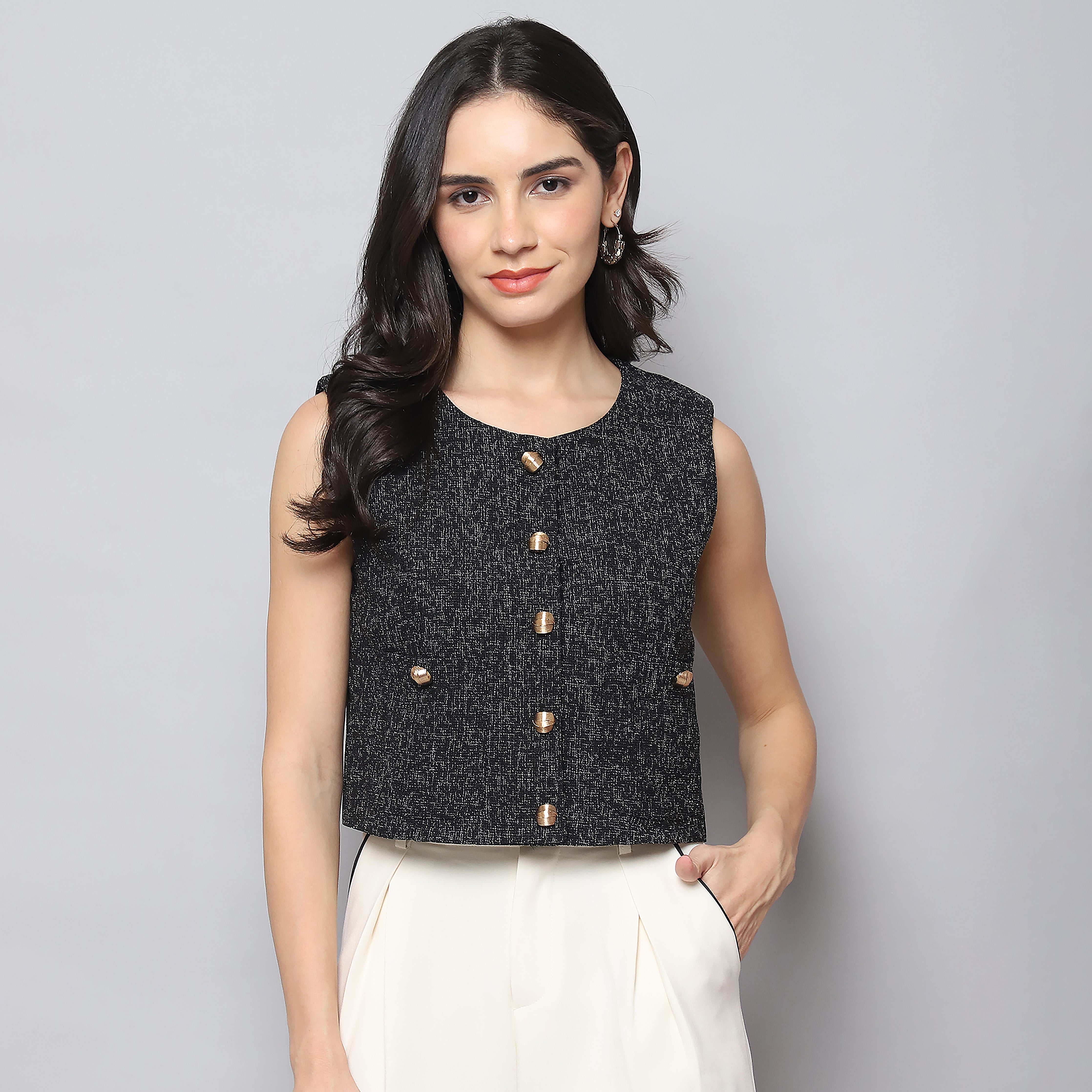 Jacquard Vest Top