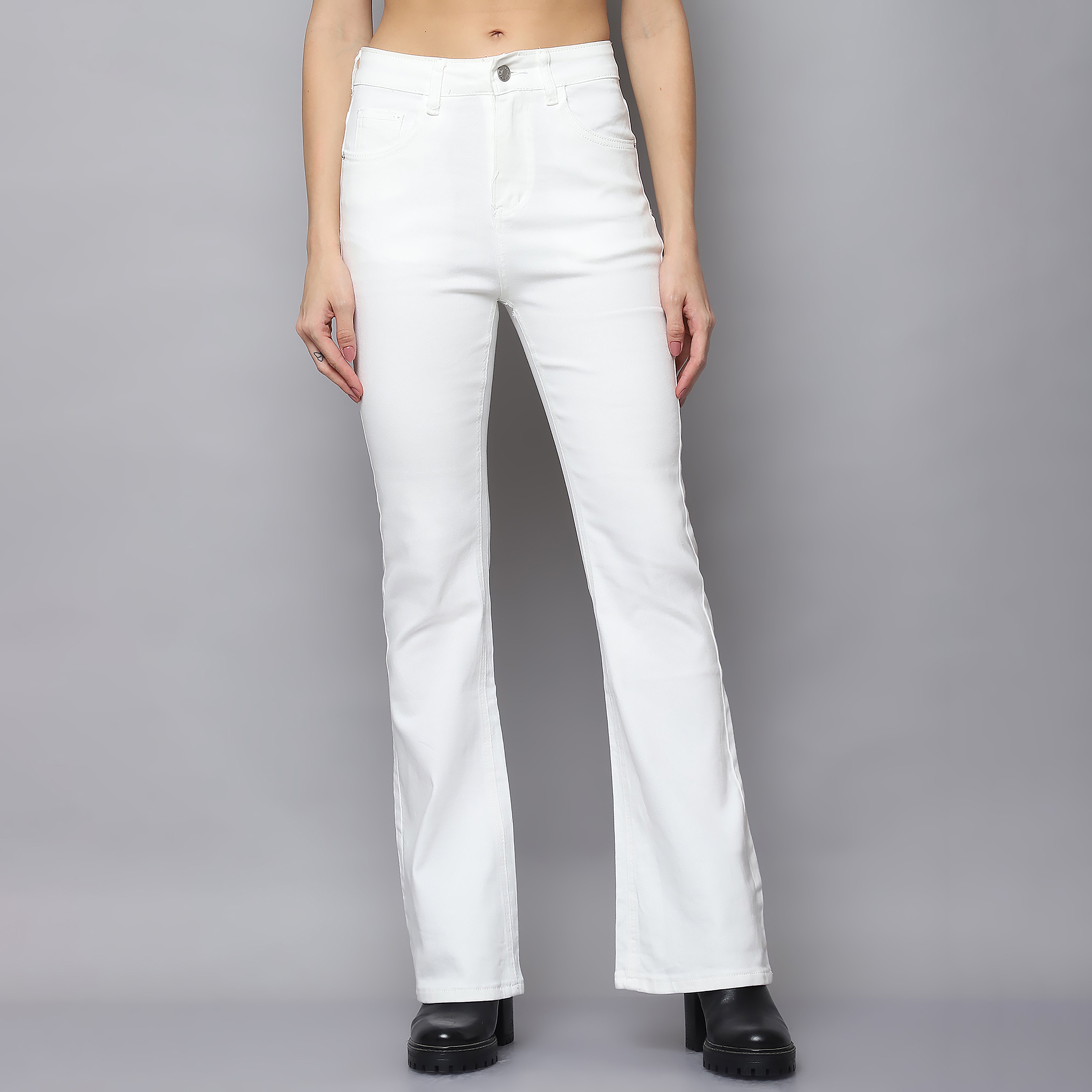 White Flair Bellbottom Jeans