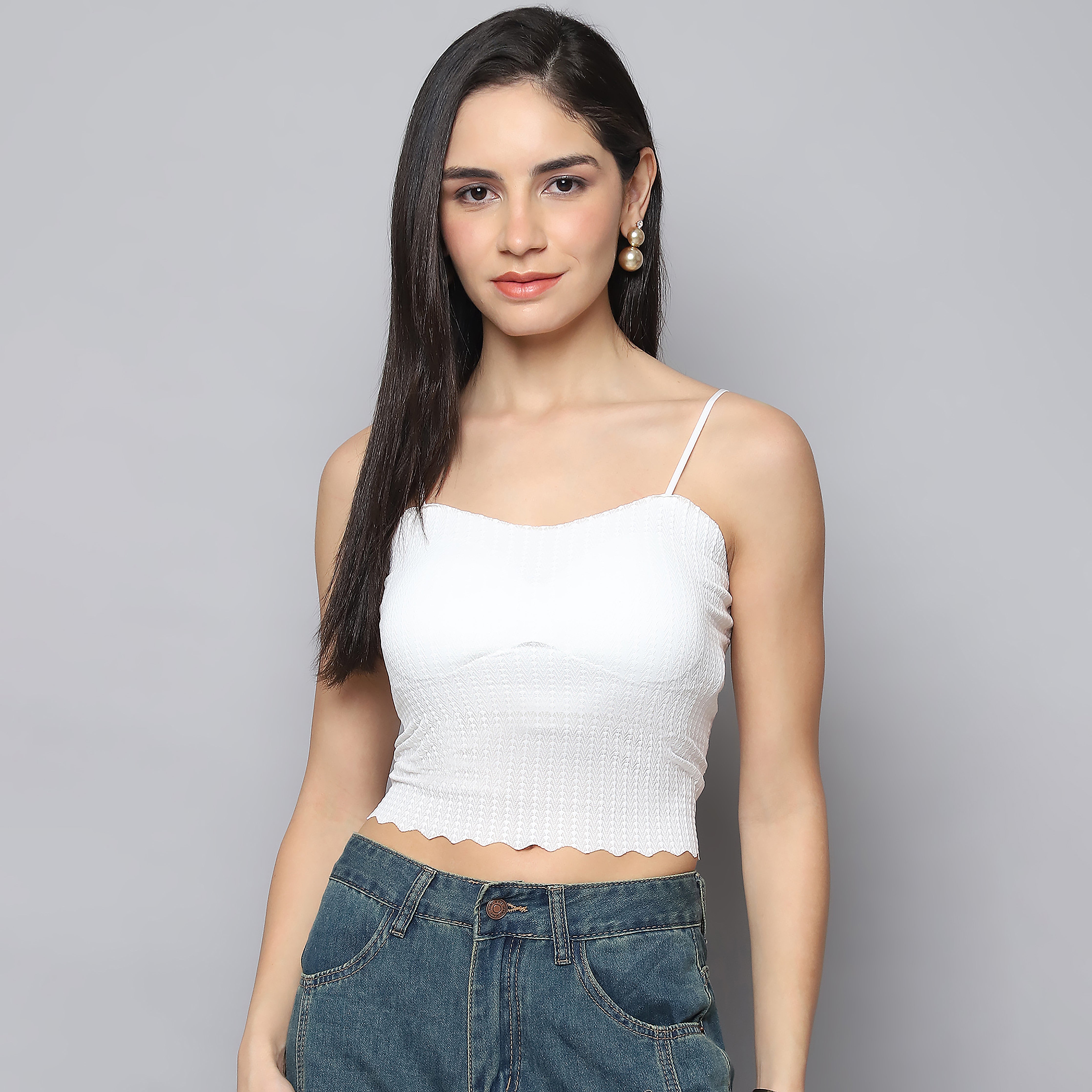 Summer Padded Crop Tank Top – White