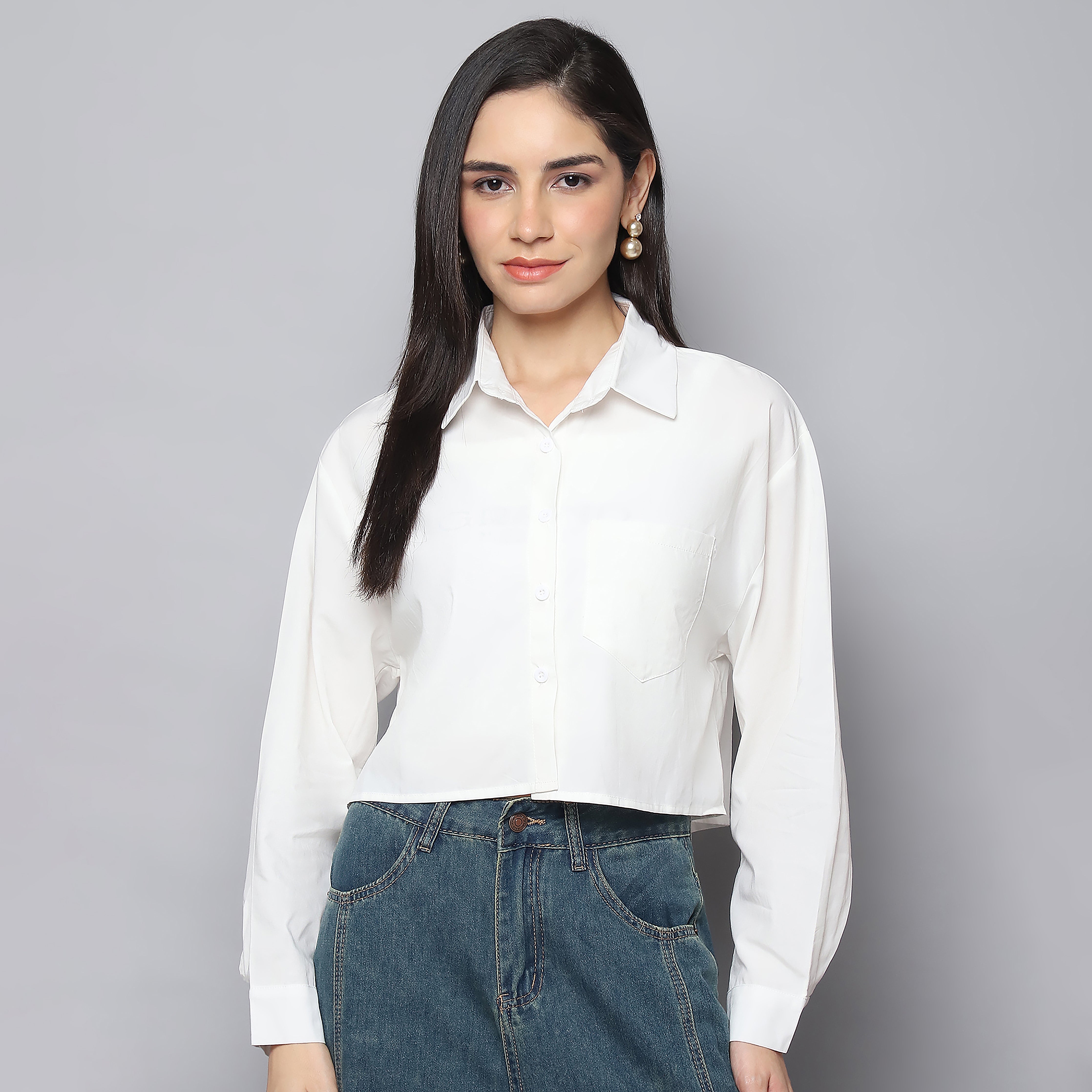 Cotton Shirt with Camisole – White