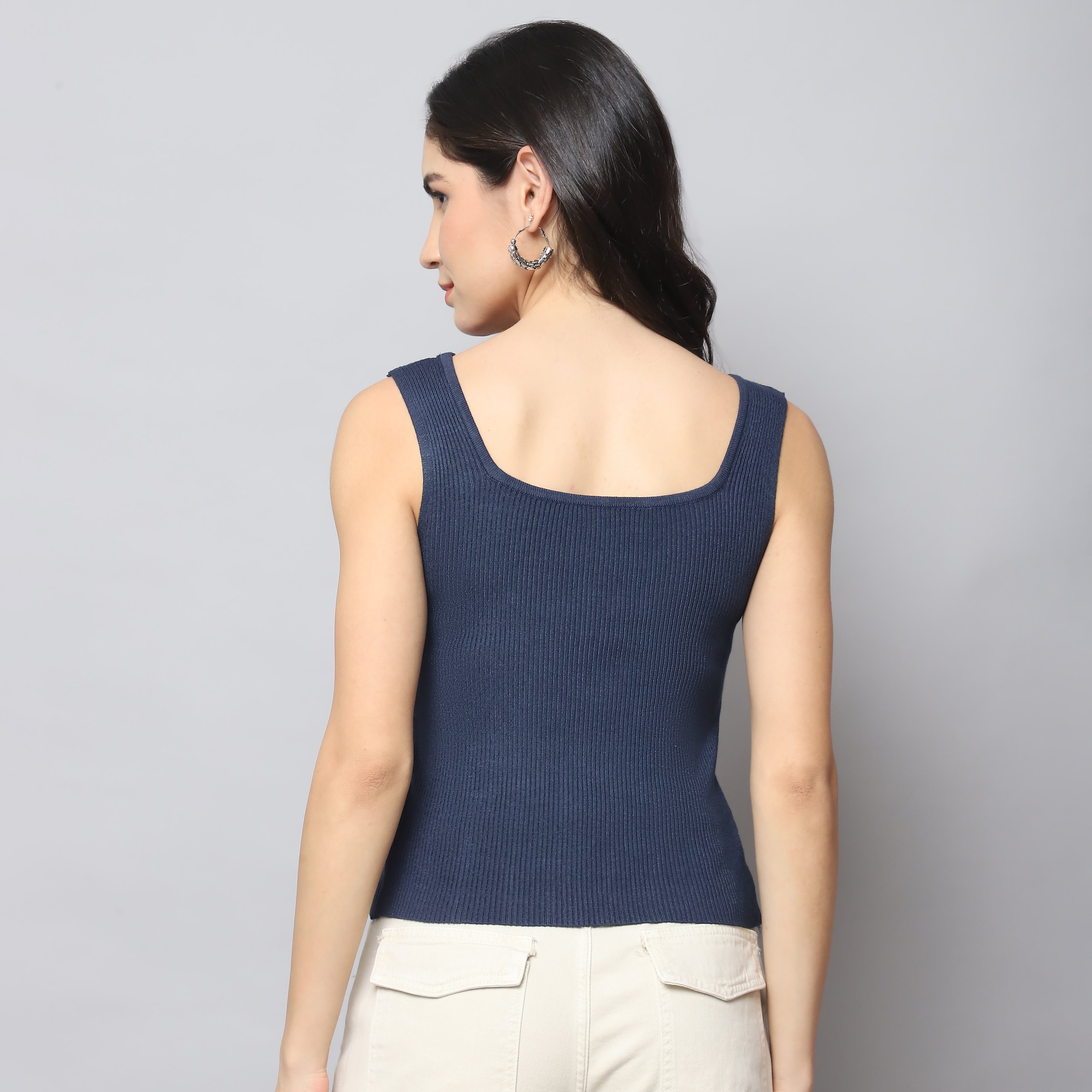 Knitted Tank Top - Ink Blue