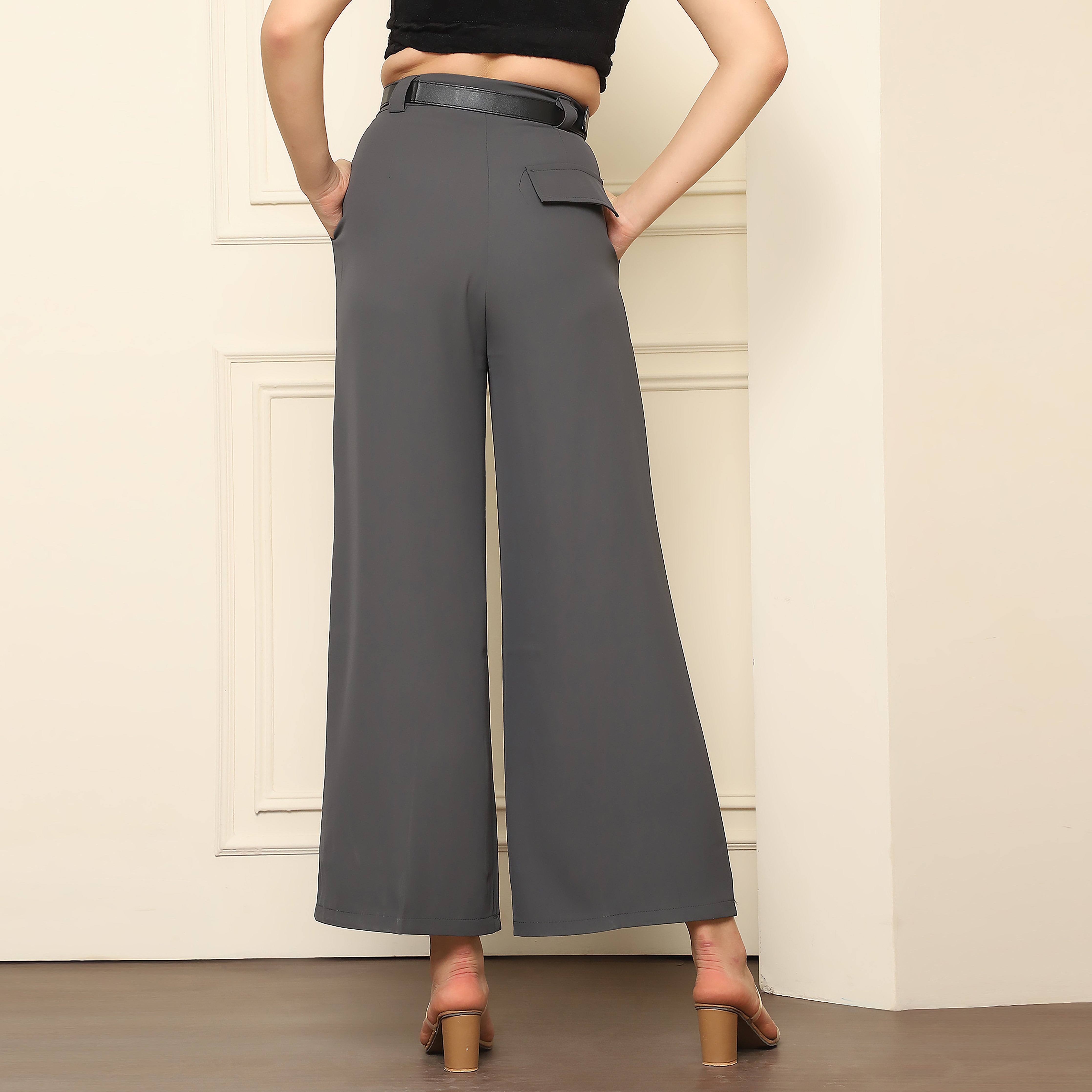 Stylish Grey Korean Trousers for Men & Women | Lightweight Polyester Pants