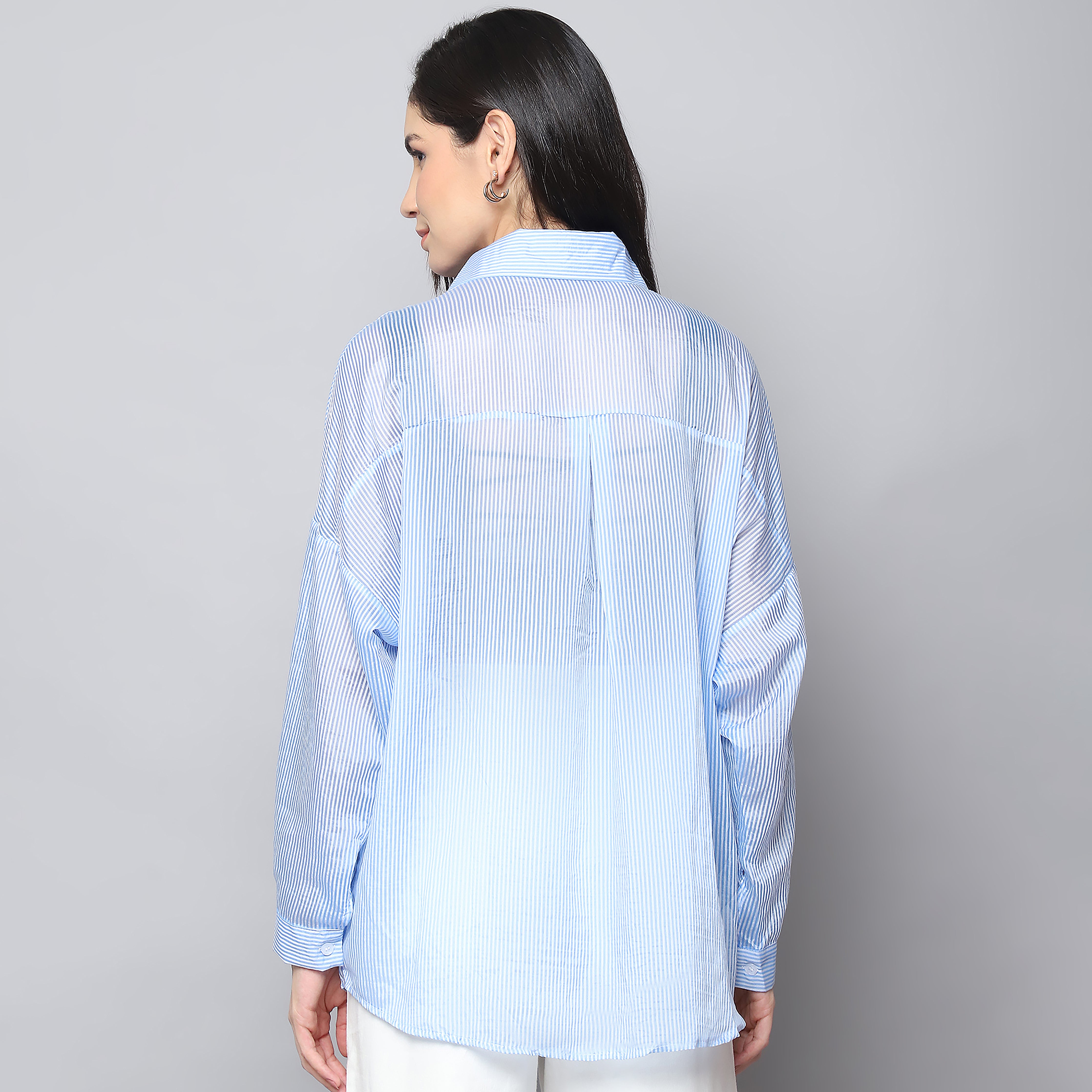 Coastal Breeze Oversized Shirt-Skyblue