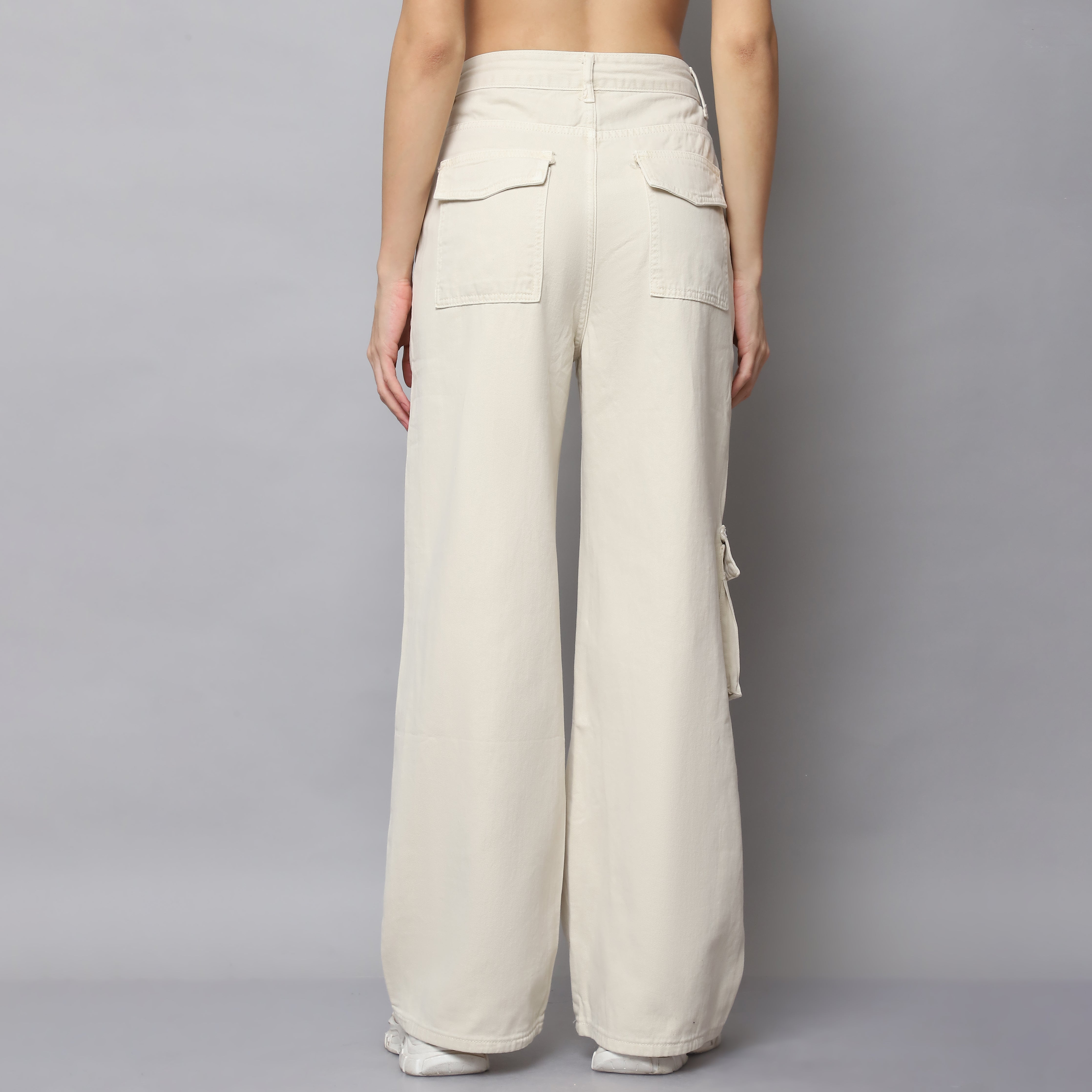 Straight Fit Cargo Pants - Off White