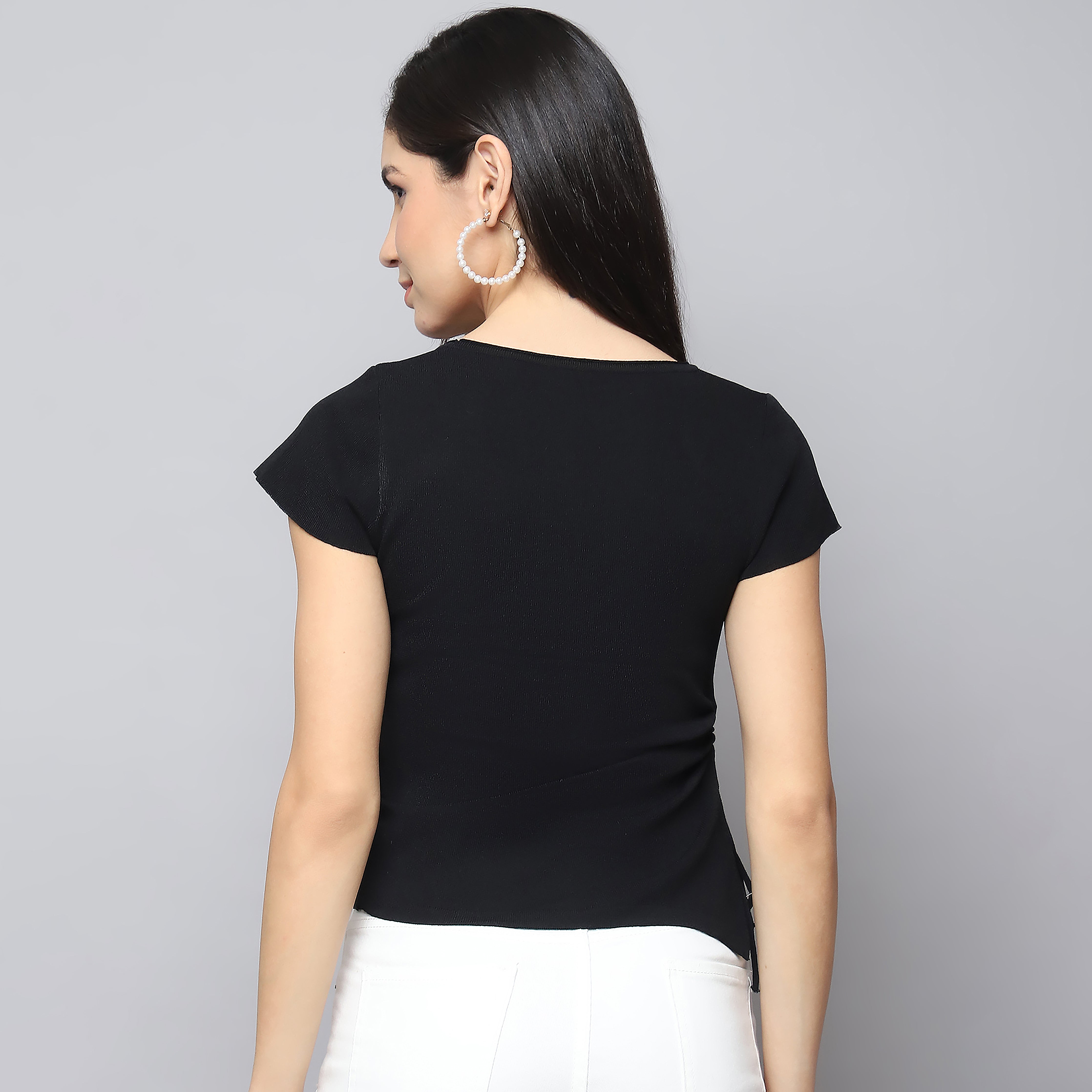 Trendy Black Short Sleeve Top for Women