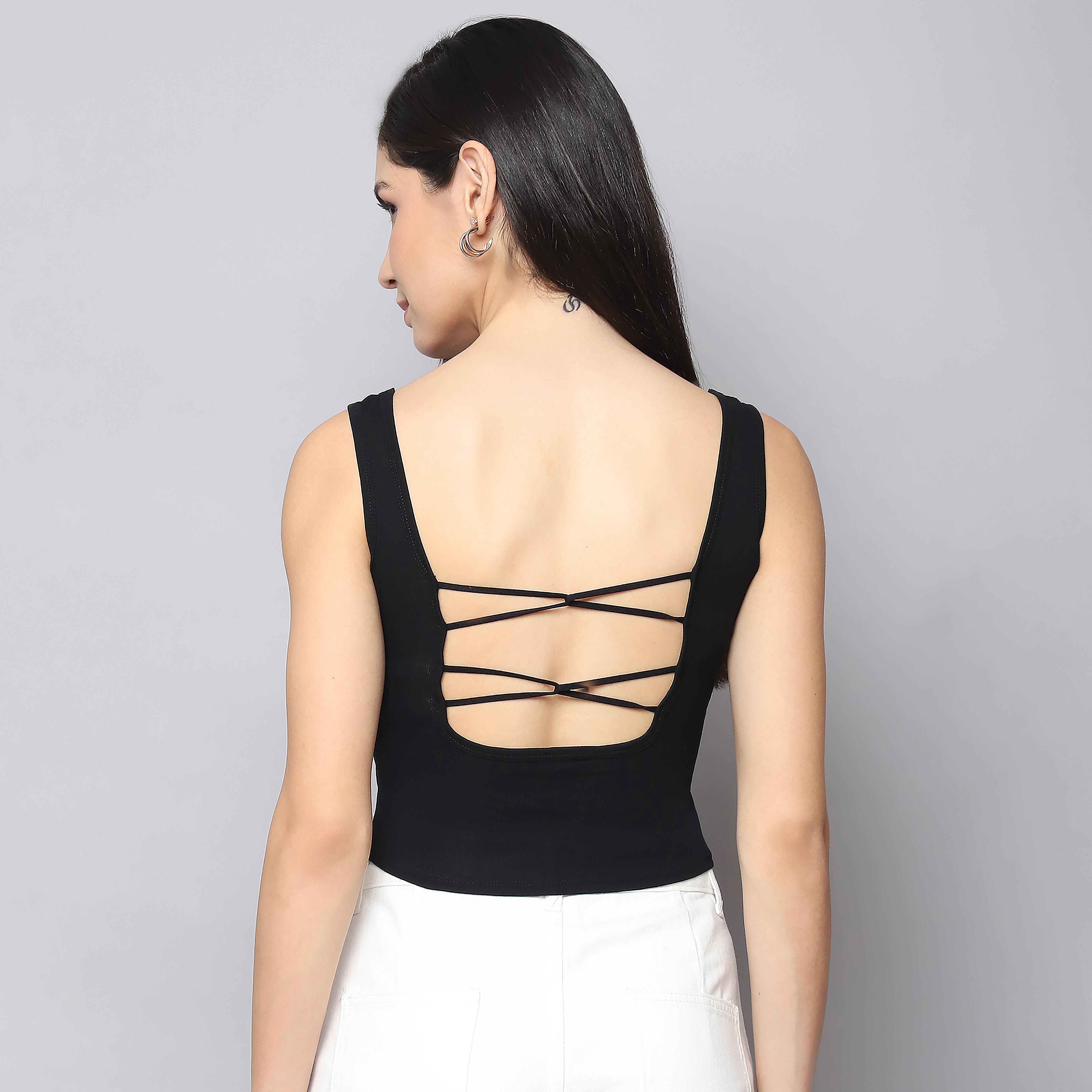 Midnight Chic Padded Crop Tank