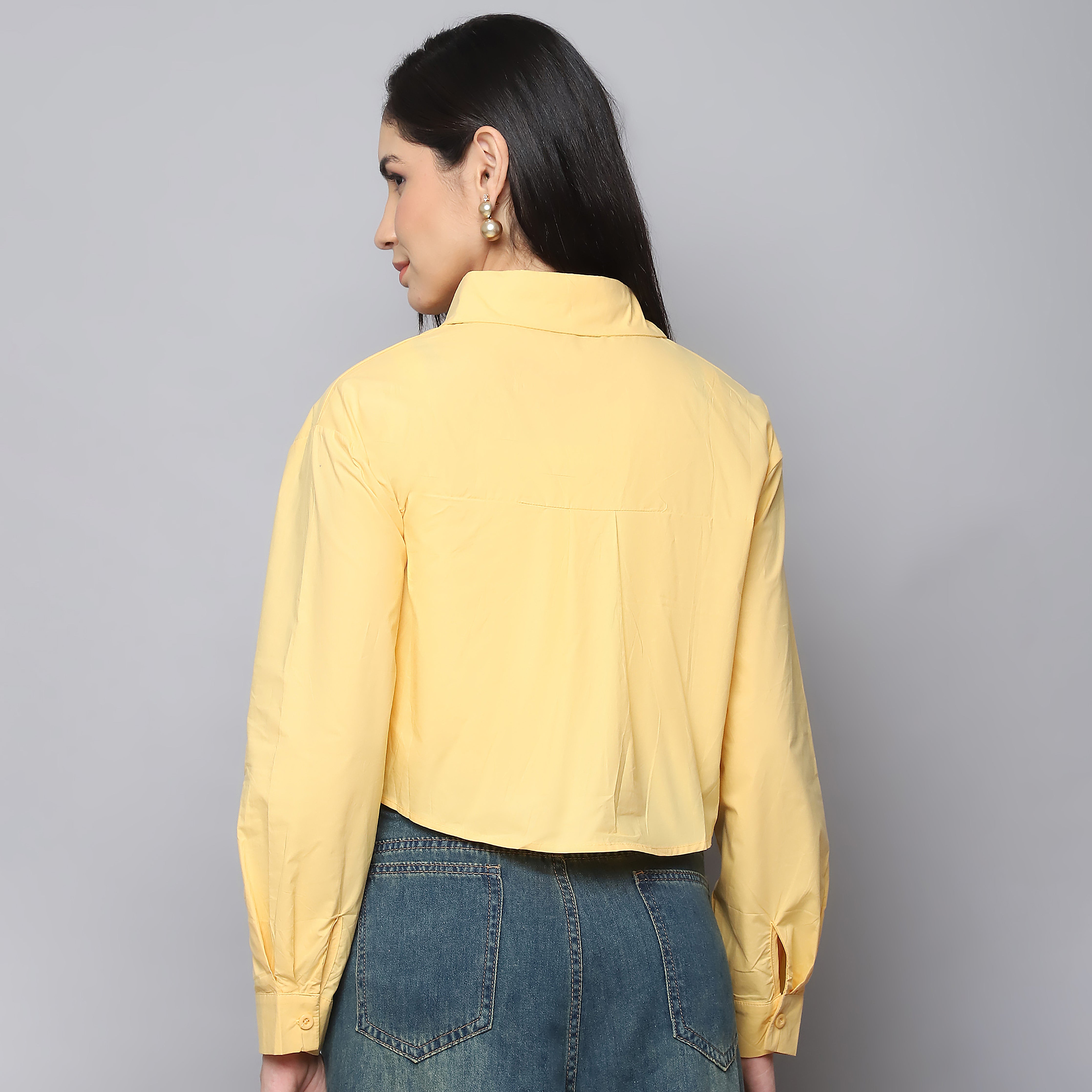 Cotton Shirt with Camisole – Yellow