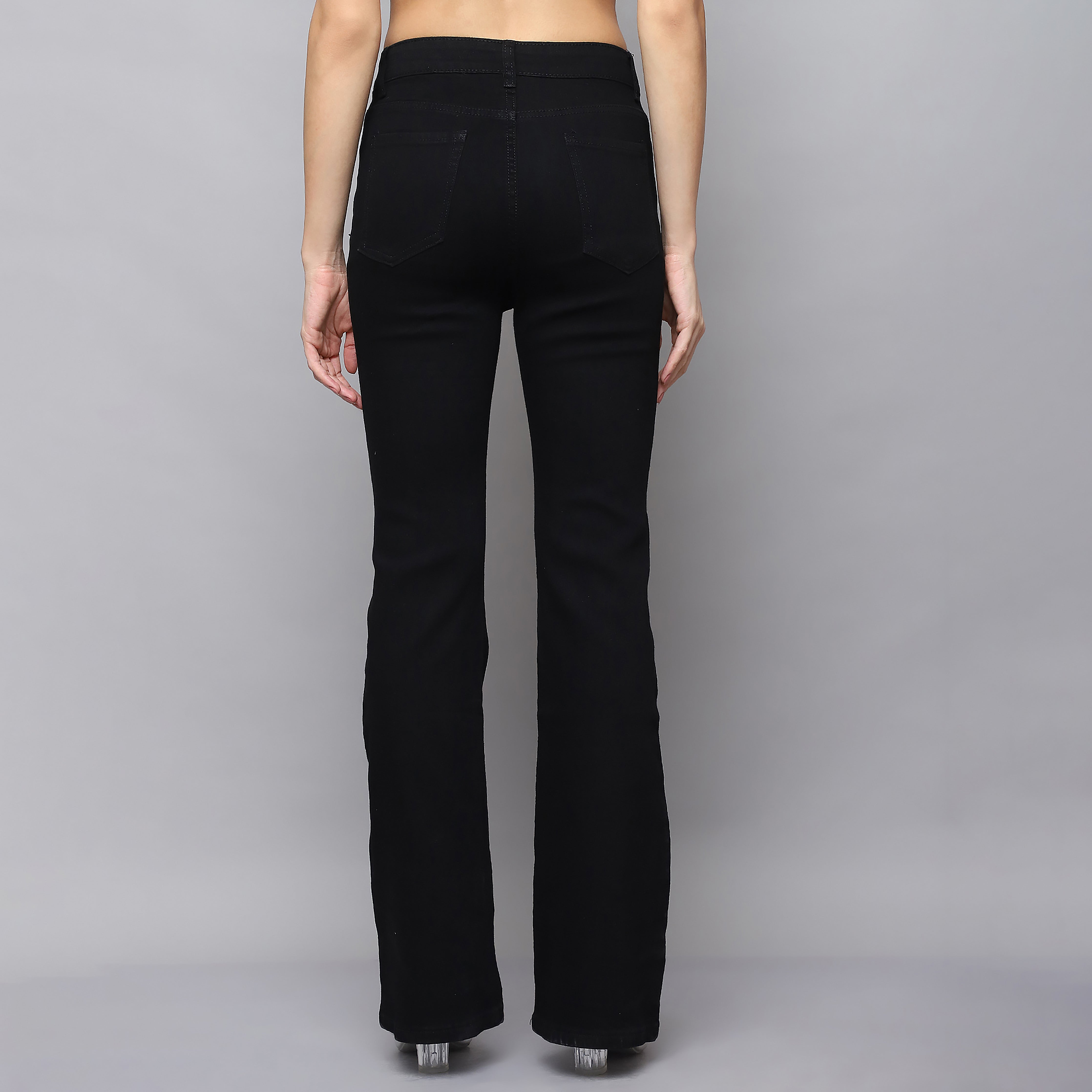 Women's High-Waisted Black Bellbottom Jeans