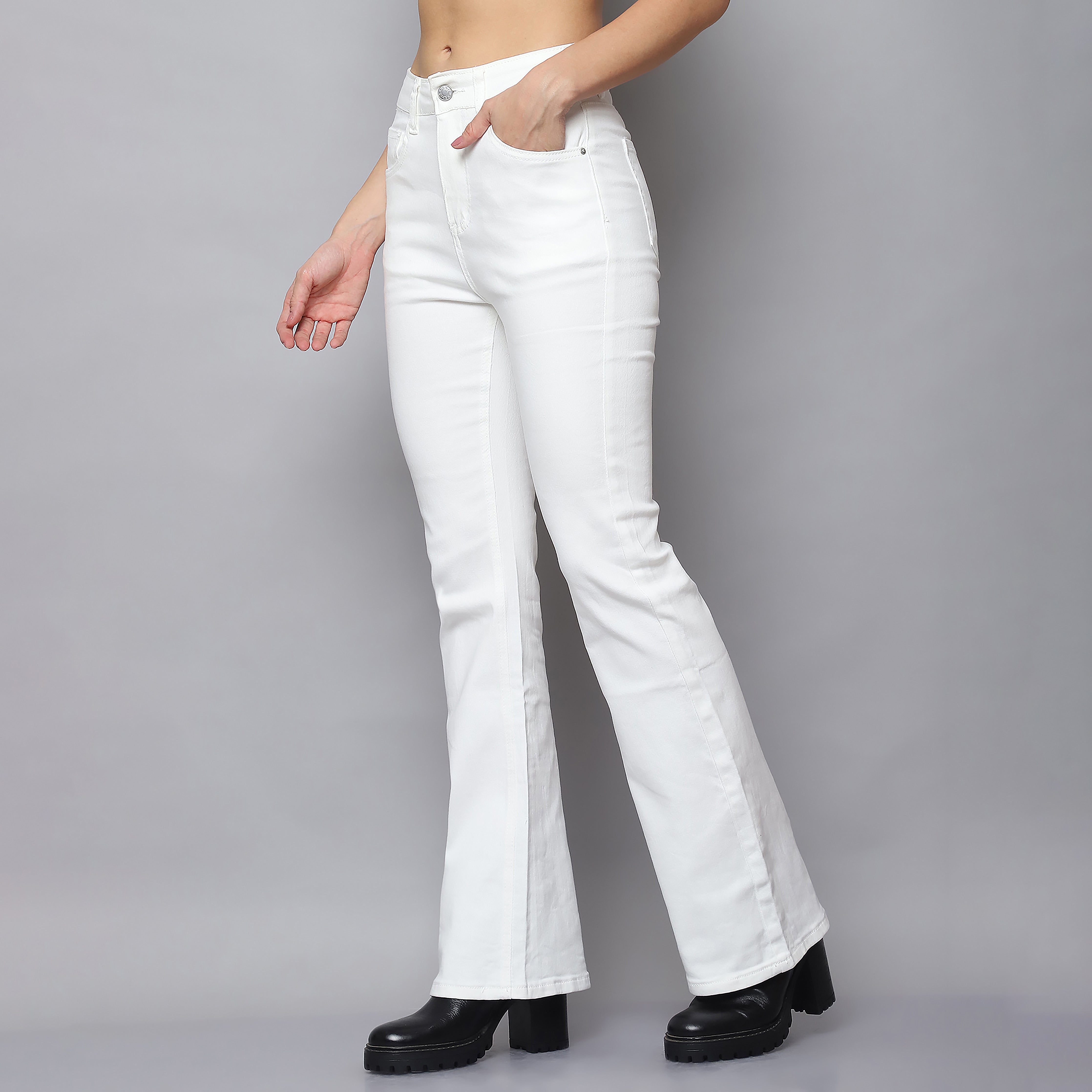 White Flair Bellbottom Jeans