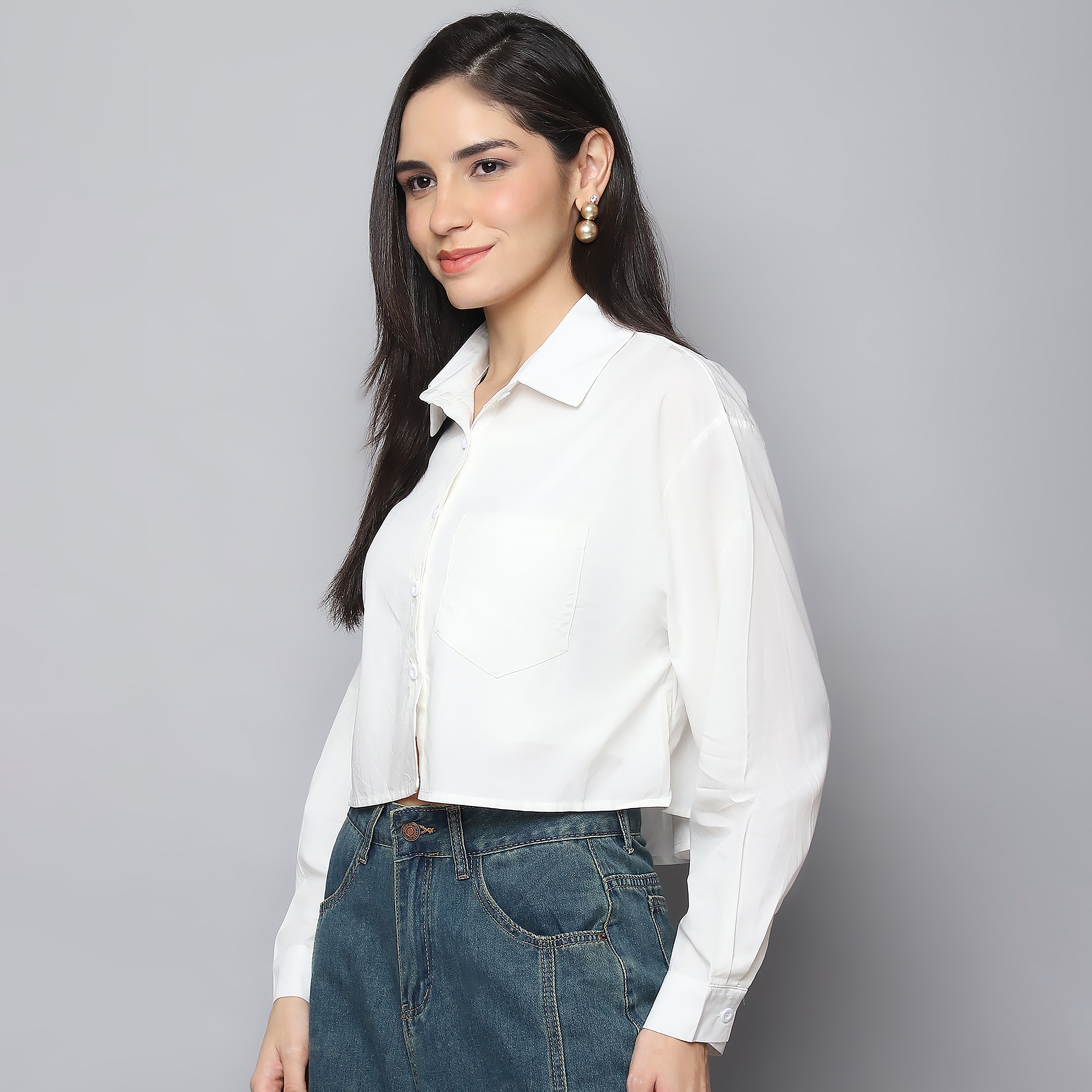 Cotton Shirt with Camisole – White