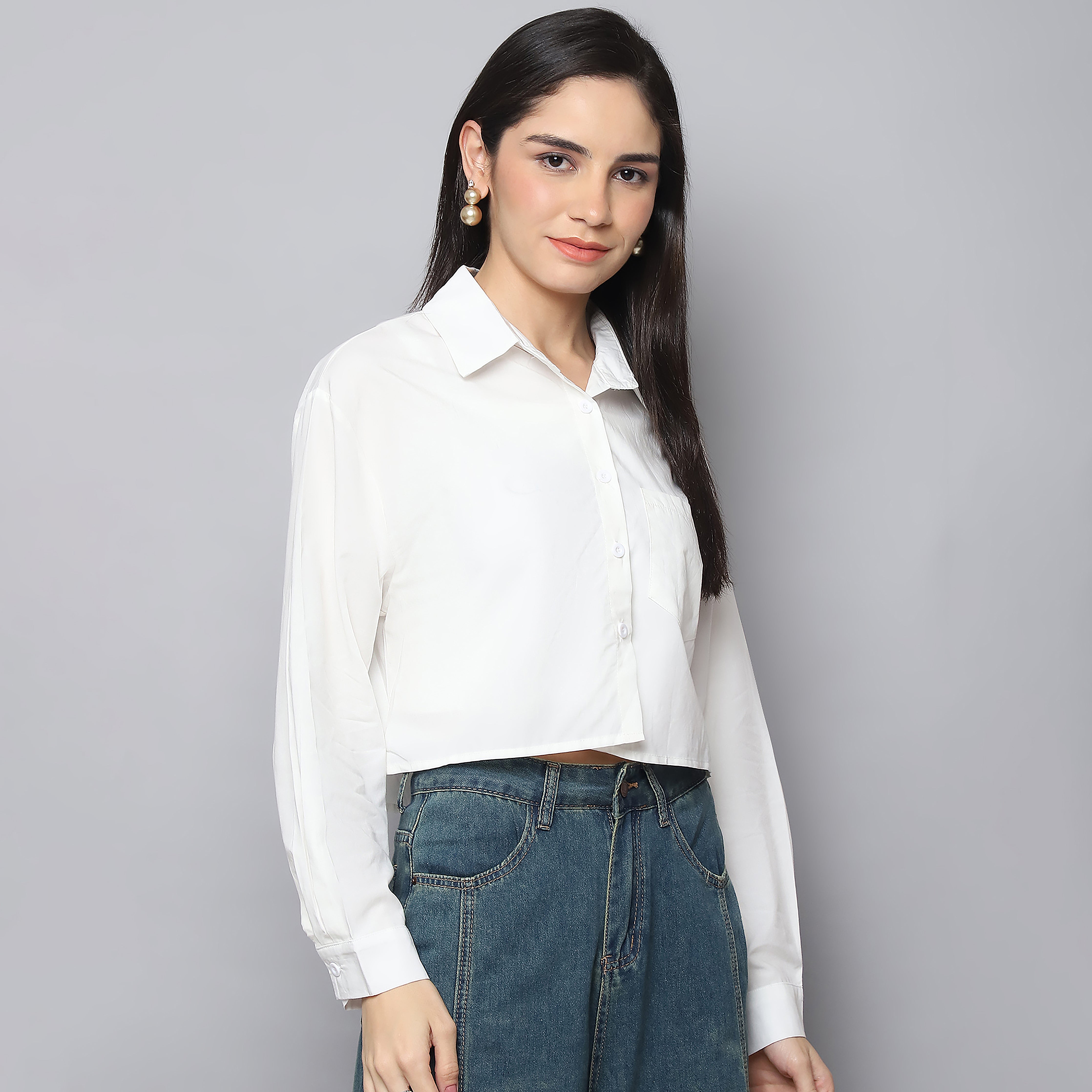 Cotton Shirt with Camisole – White