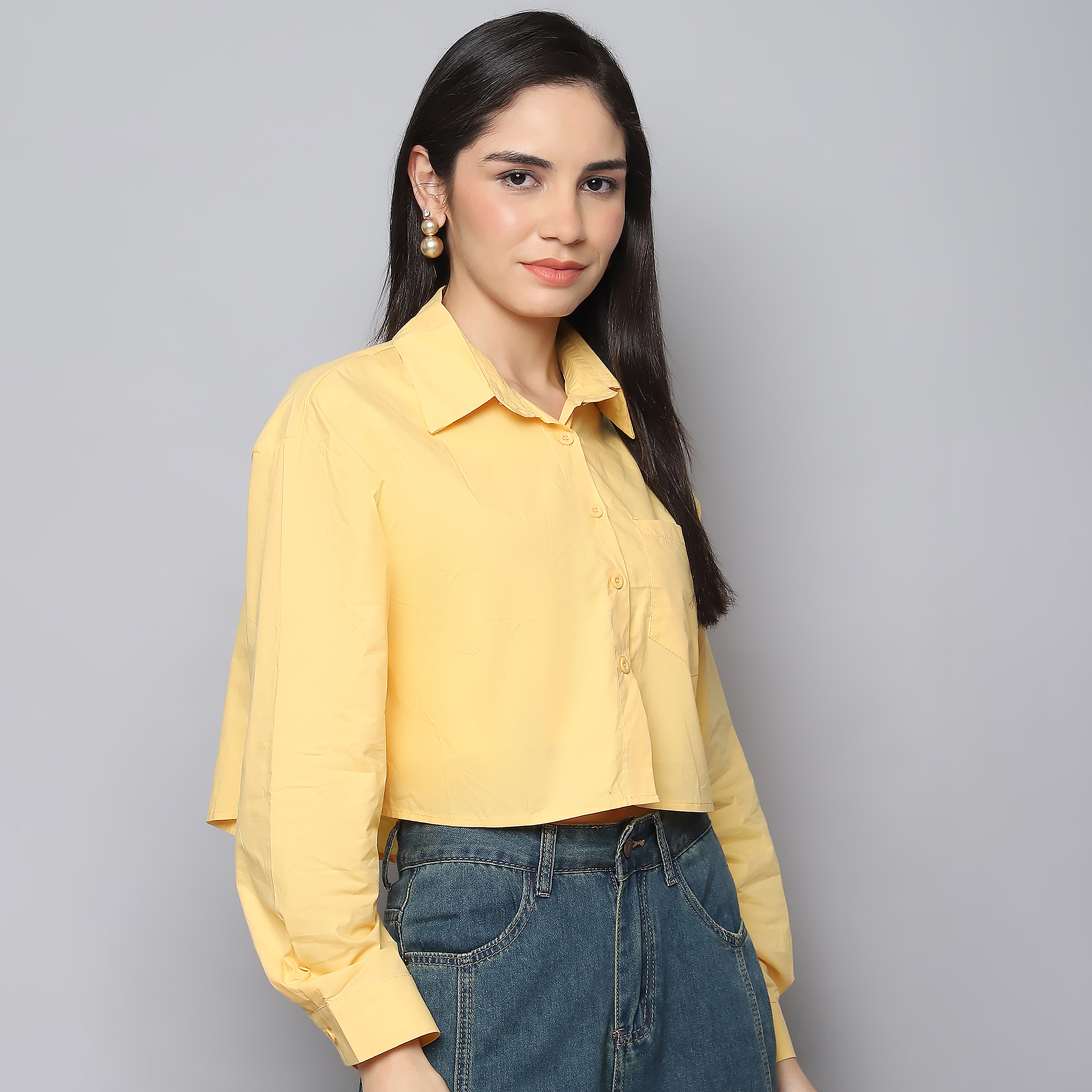 Cotton Shirt with Camisole – Yellow