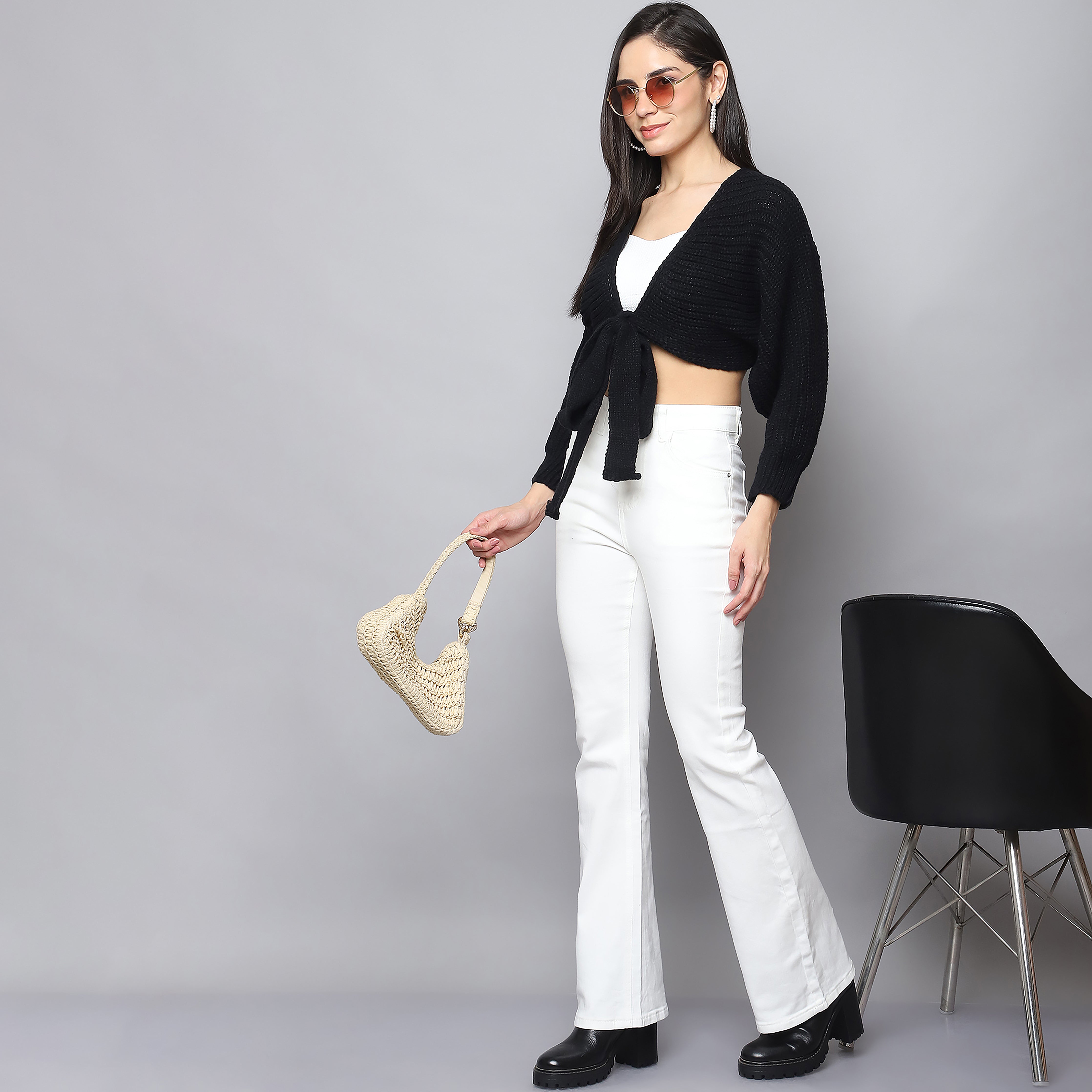 White Flair Bellbottom Jeans