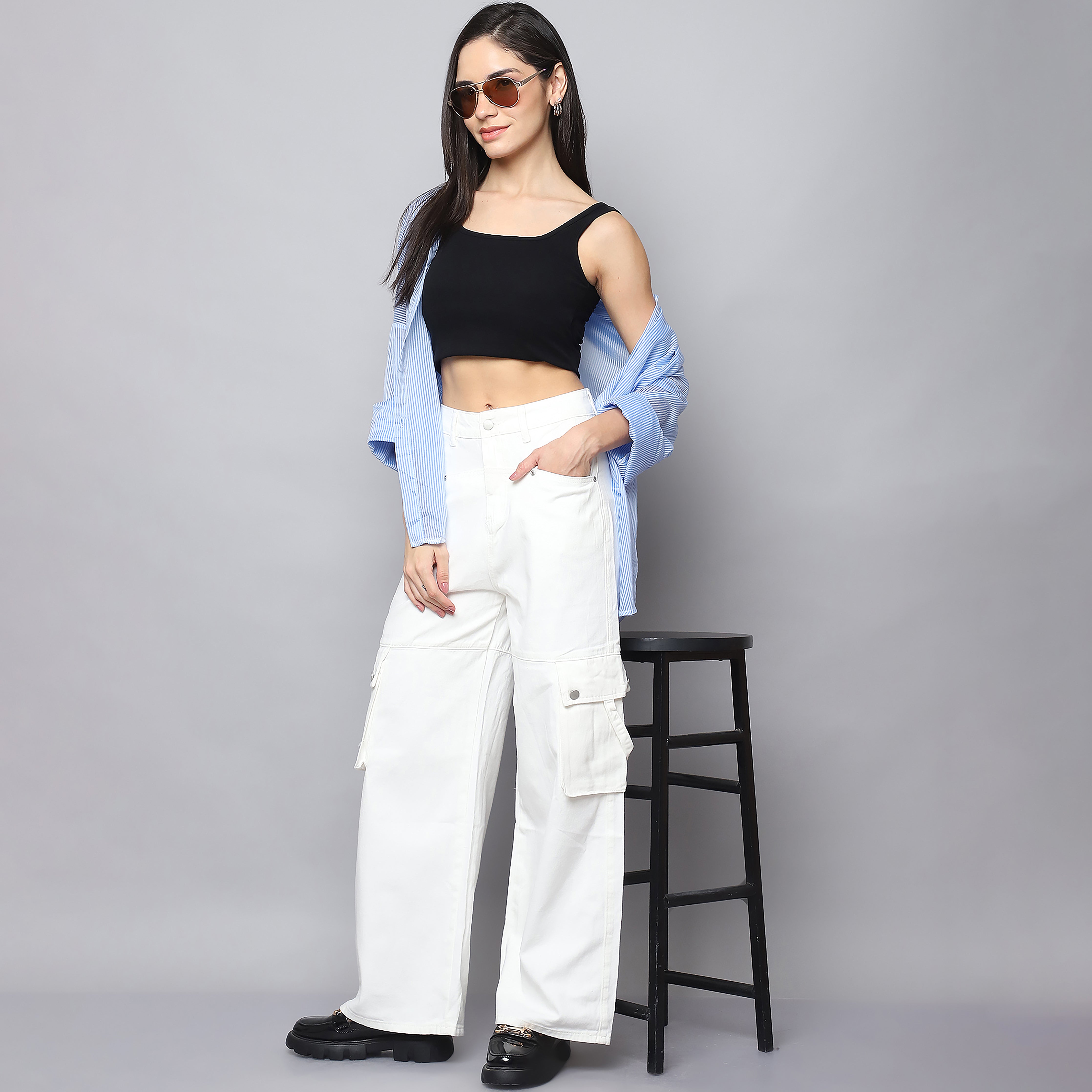 Coastal Breeze Oversized Shirt-Skyblue