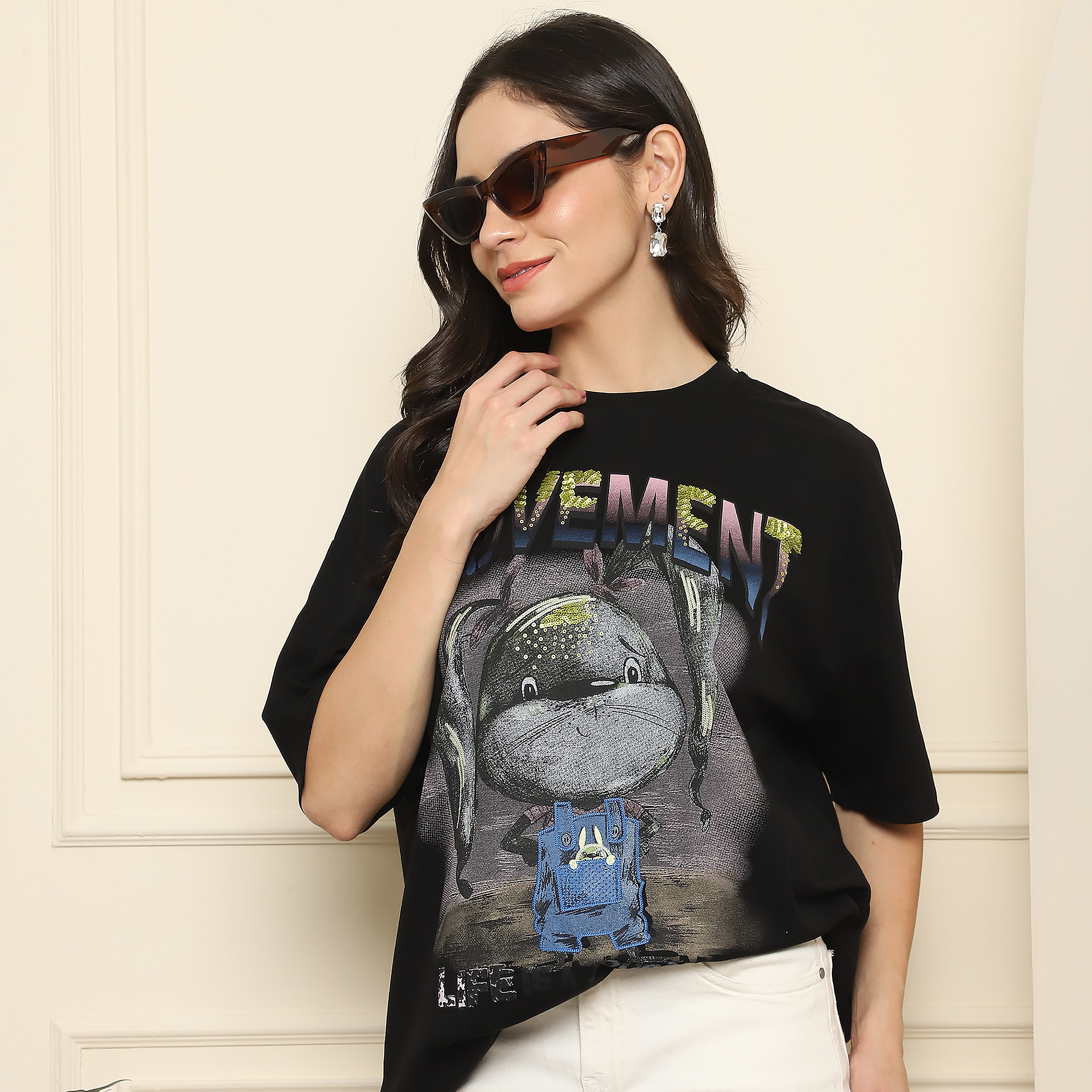 Oversized Graphic T-Shirt - Black