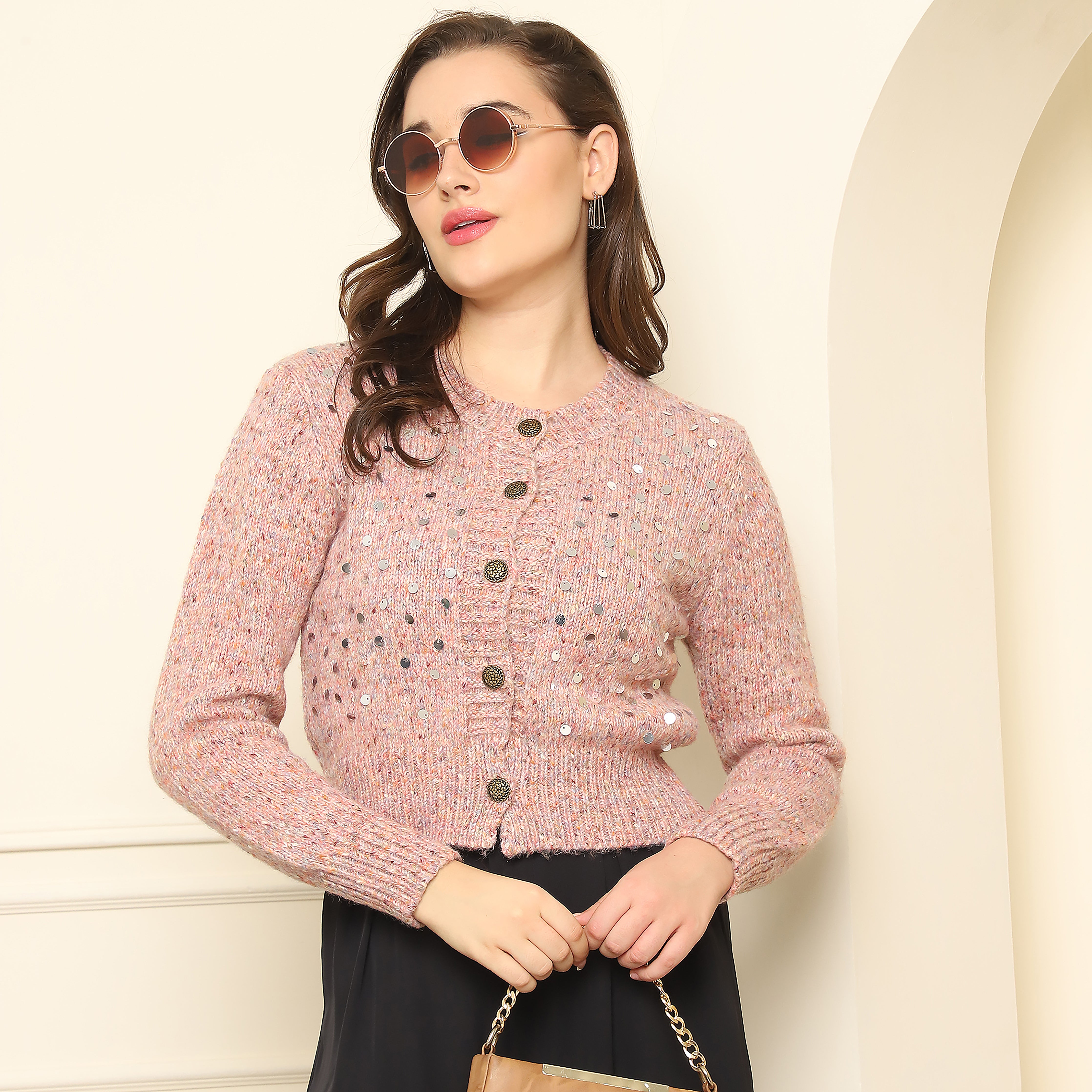 Knitted Sequin Embellished Sweater