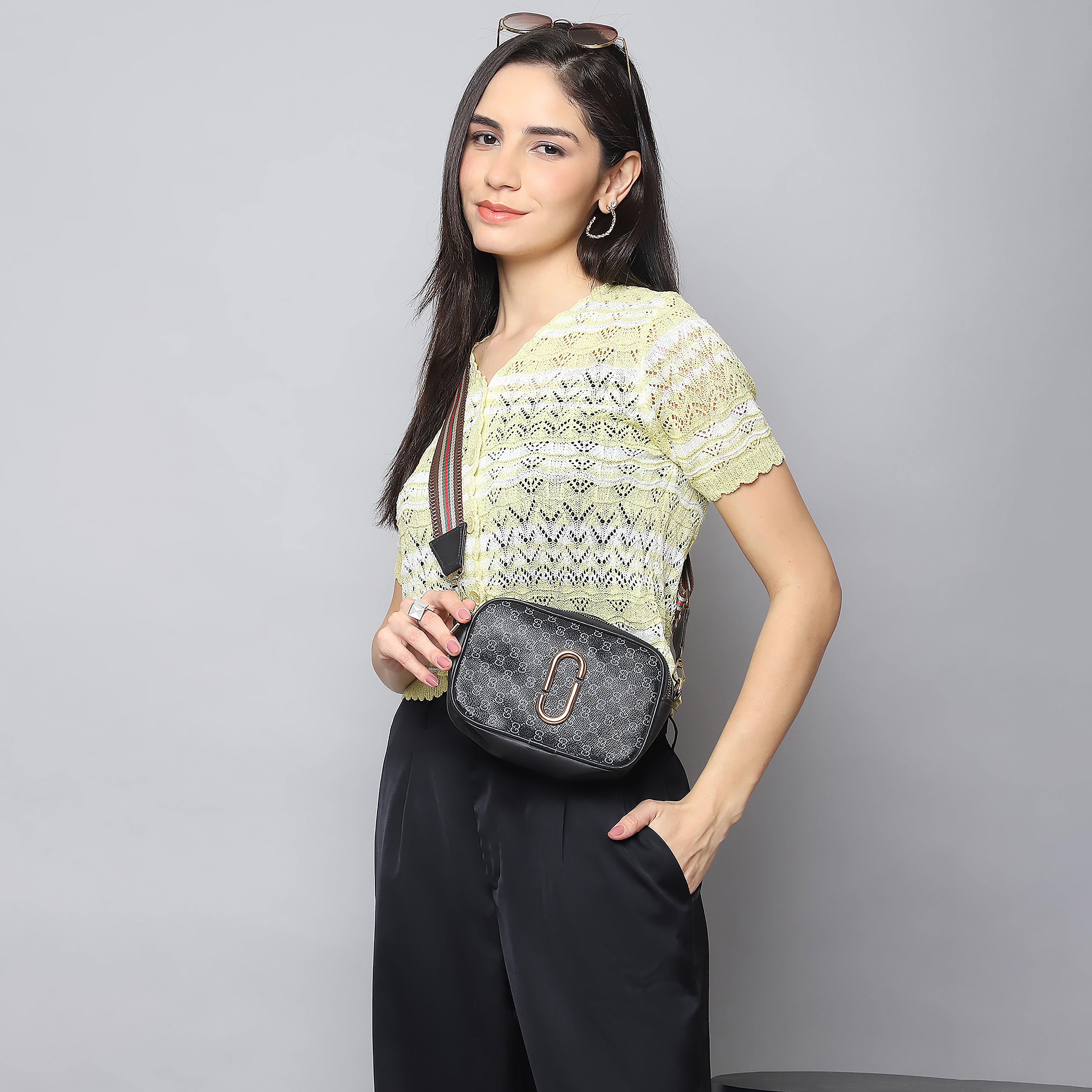 Button-Up Lace Knit Top – Olive Green