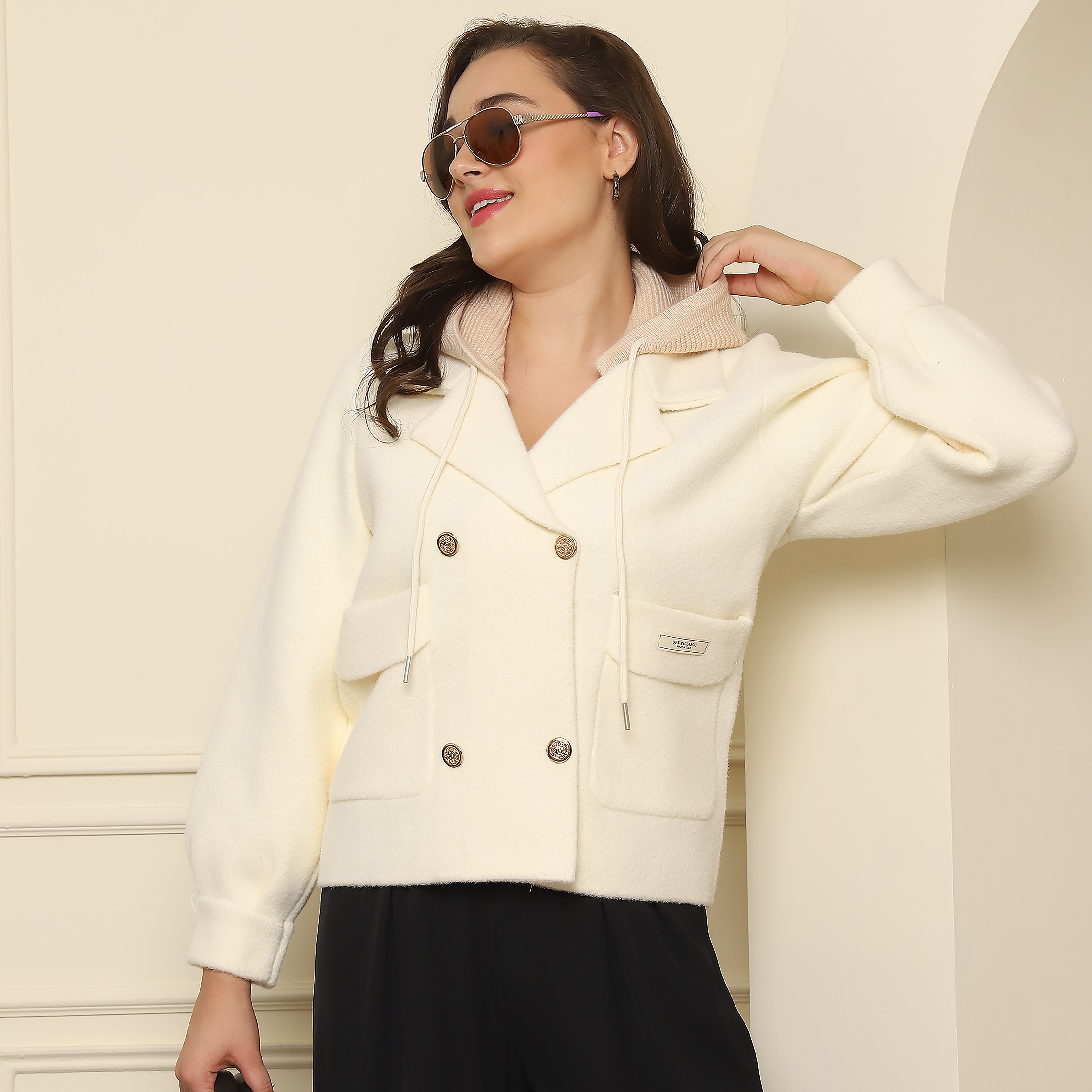 Lapel Collar Hooded Coat