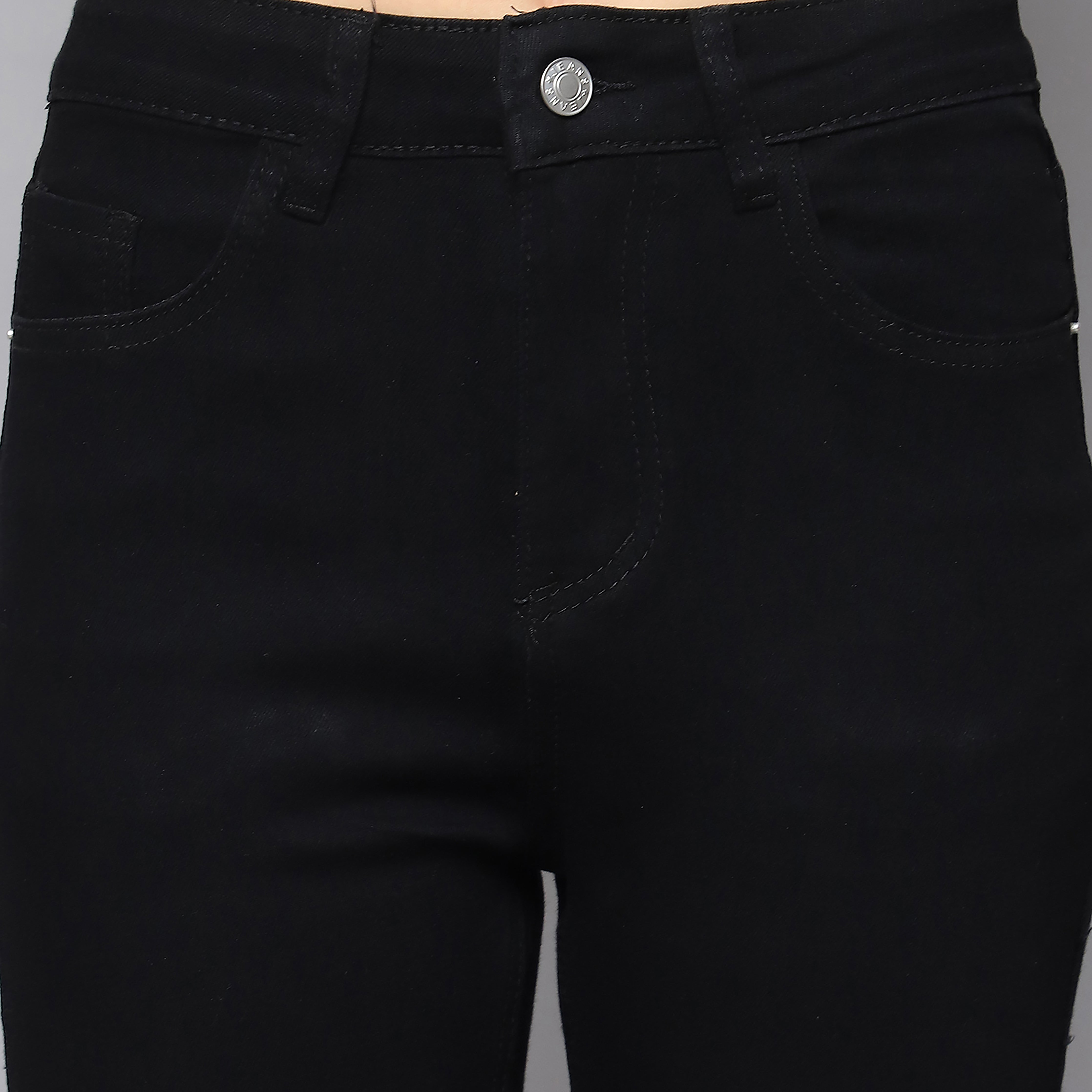 Women's High-Waisted Black Bellbottom Jeans