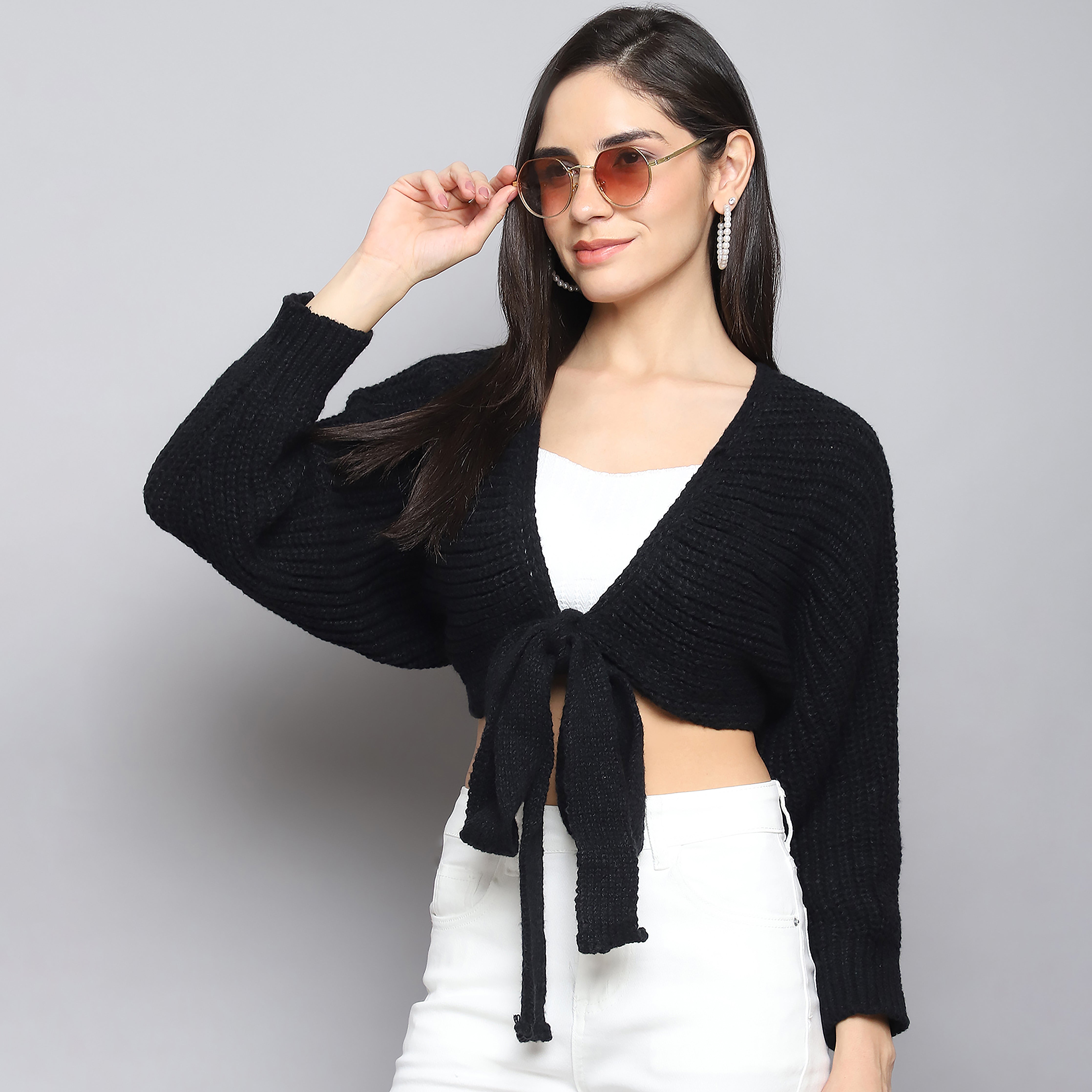 Cozy Chic Woolen Tie-Up Shrug